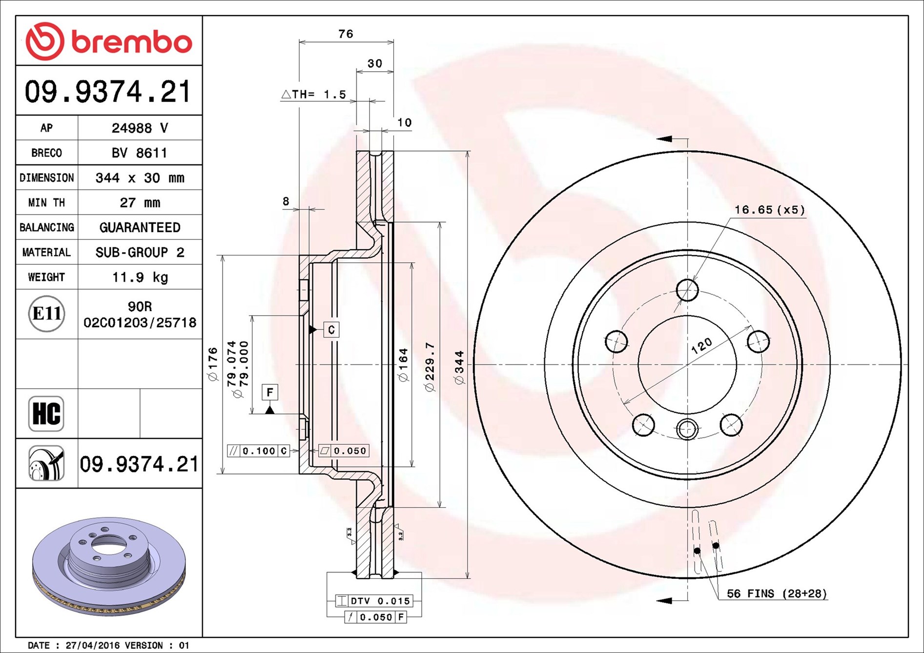 Discofreno - 09.9374.21 BREMBO
