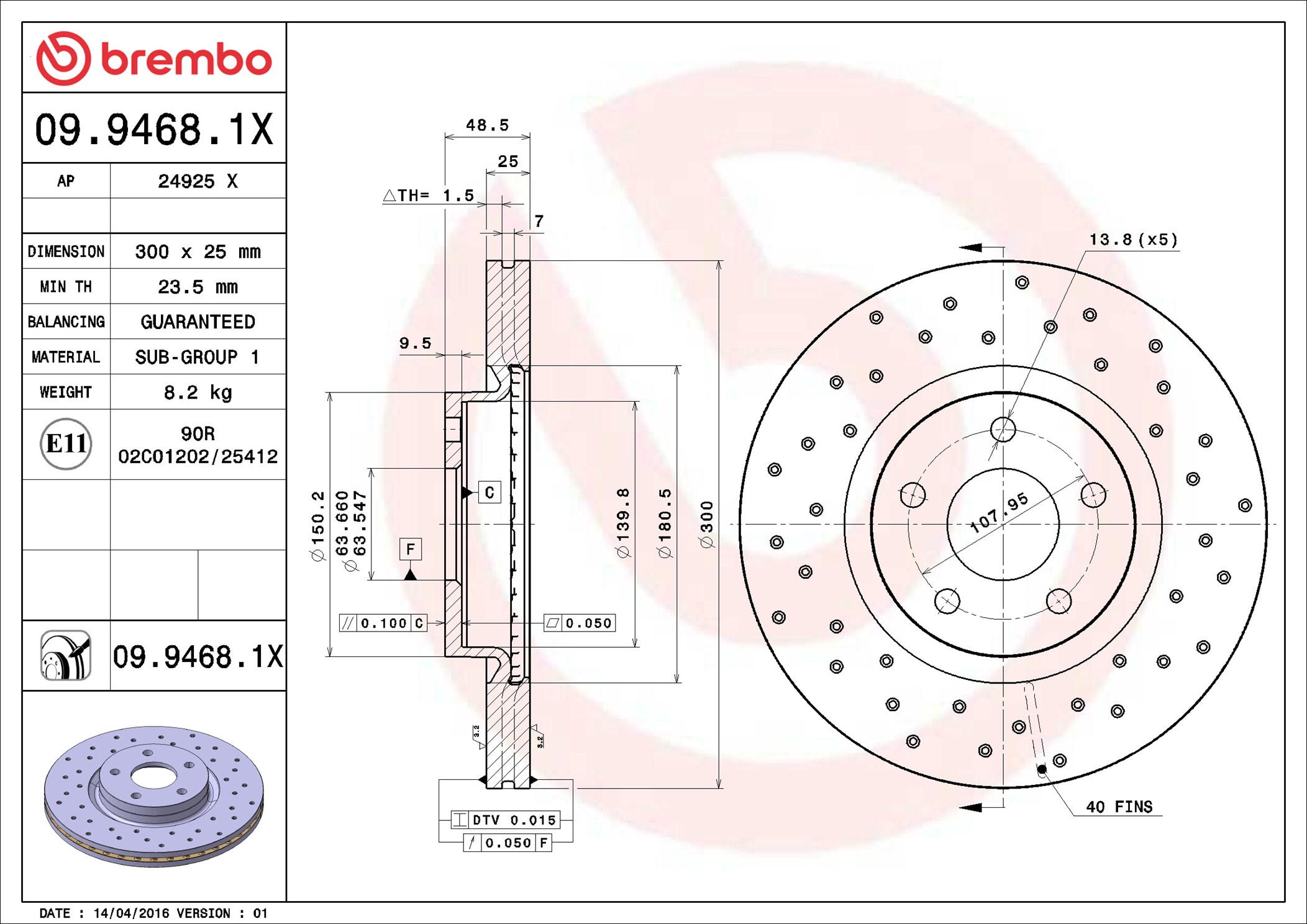 Discofreno - 09.9468.1X BREMBO