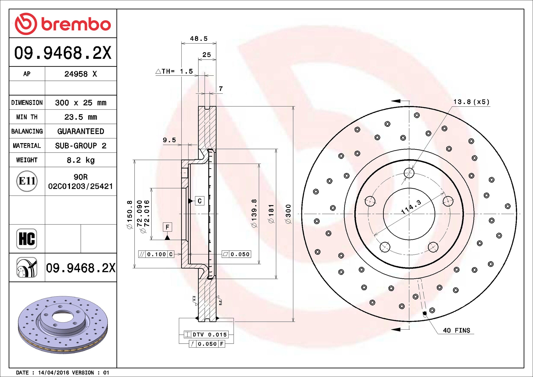 Discofreno - 09.9468.2X BREMBO