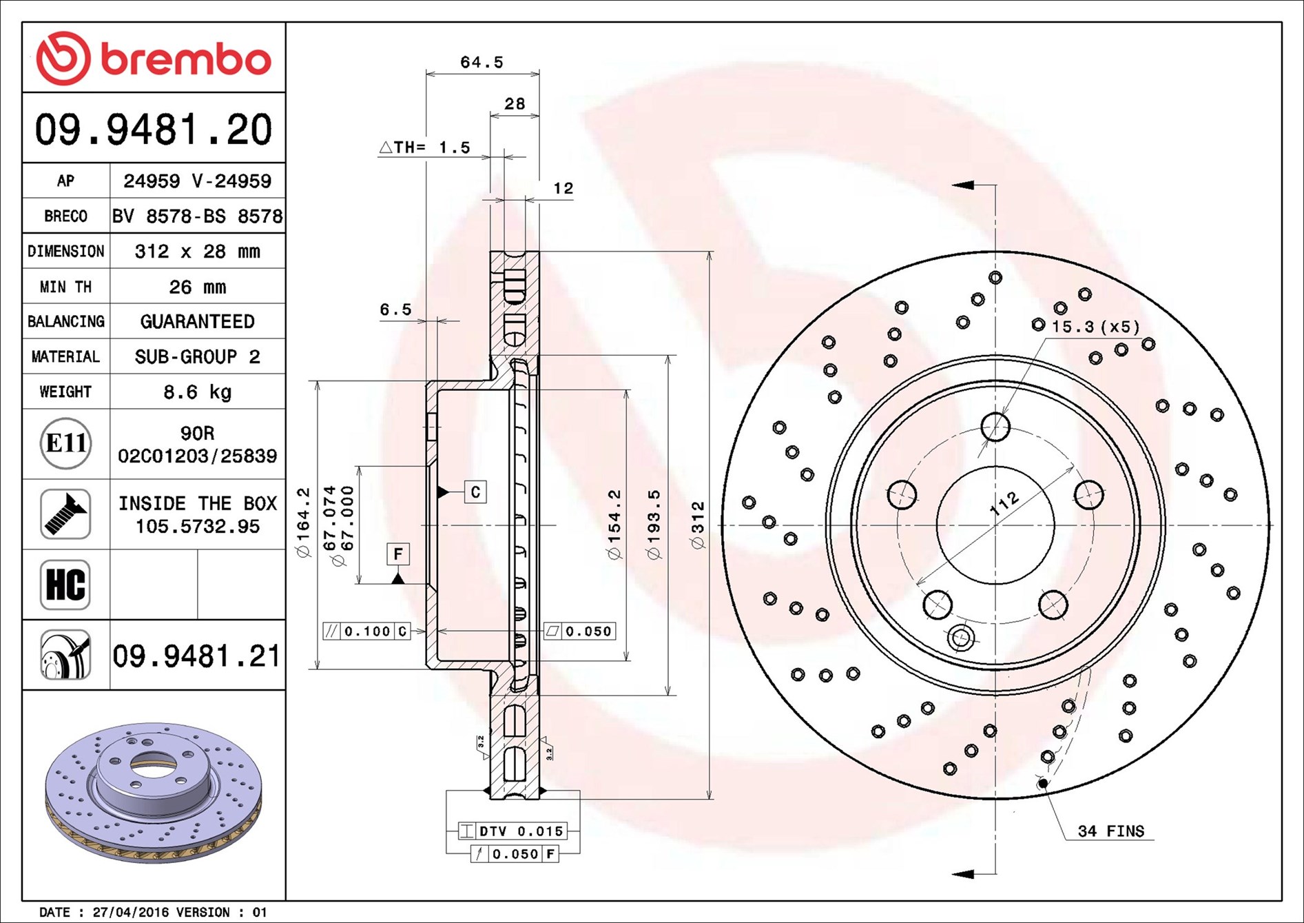 Discofreno - 09.9481.21 BREMBO
