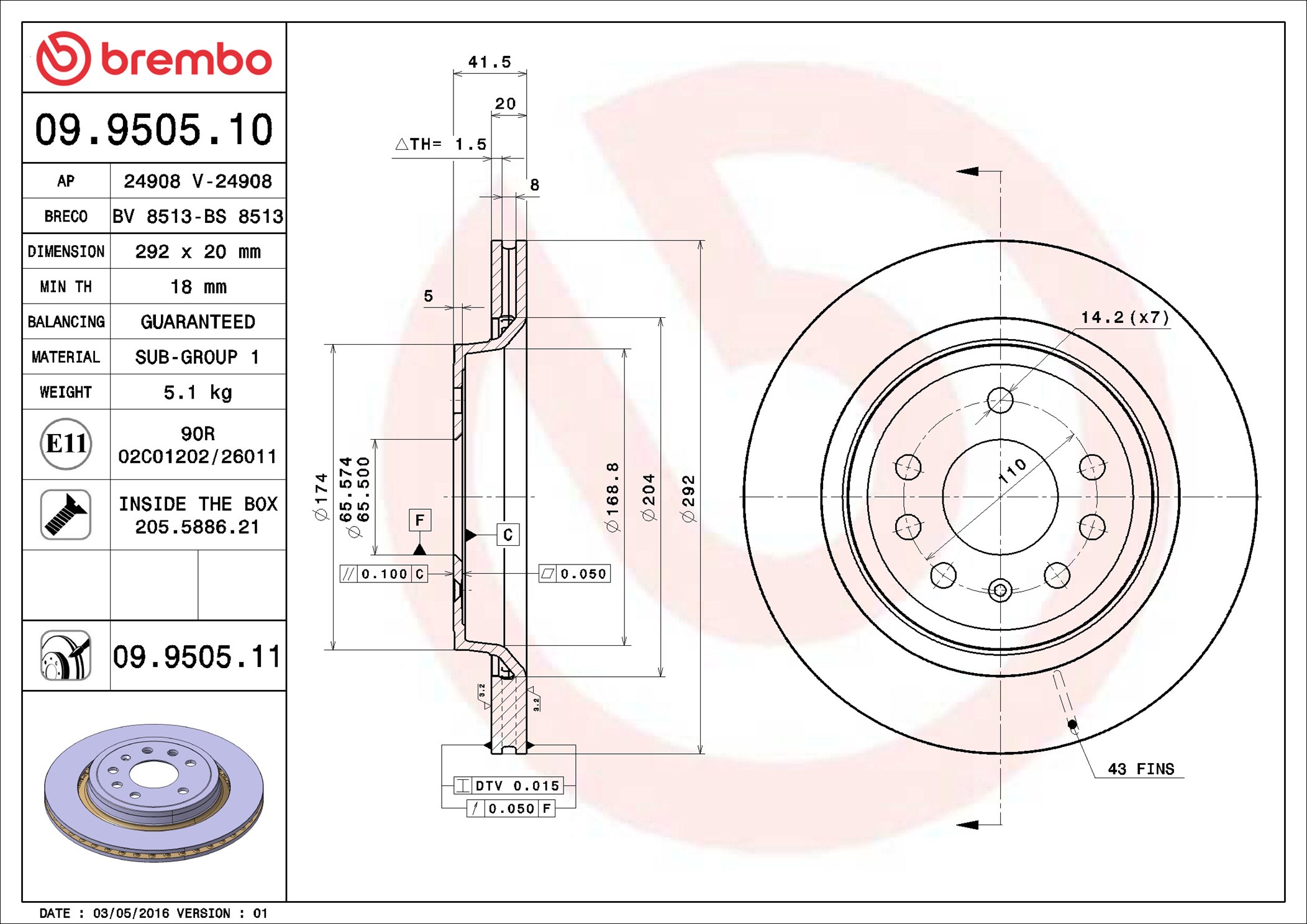 Discofreno - 09.9505.11 BREMBO