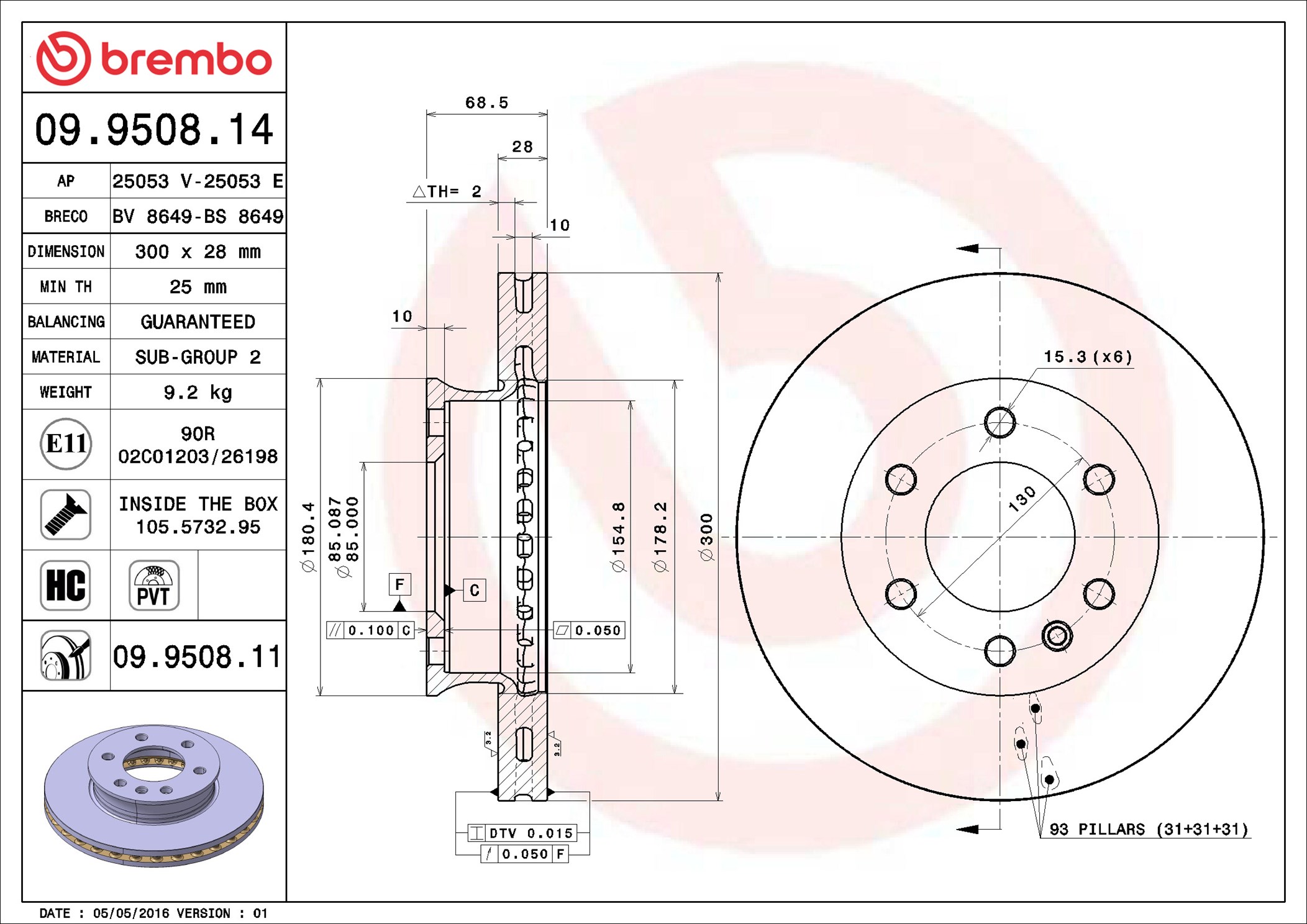 Discofreno - 09.9508.11 BREMBO