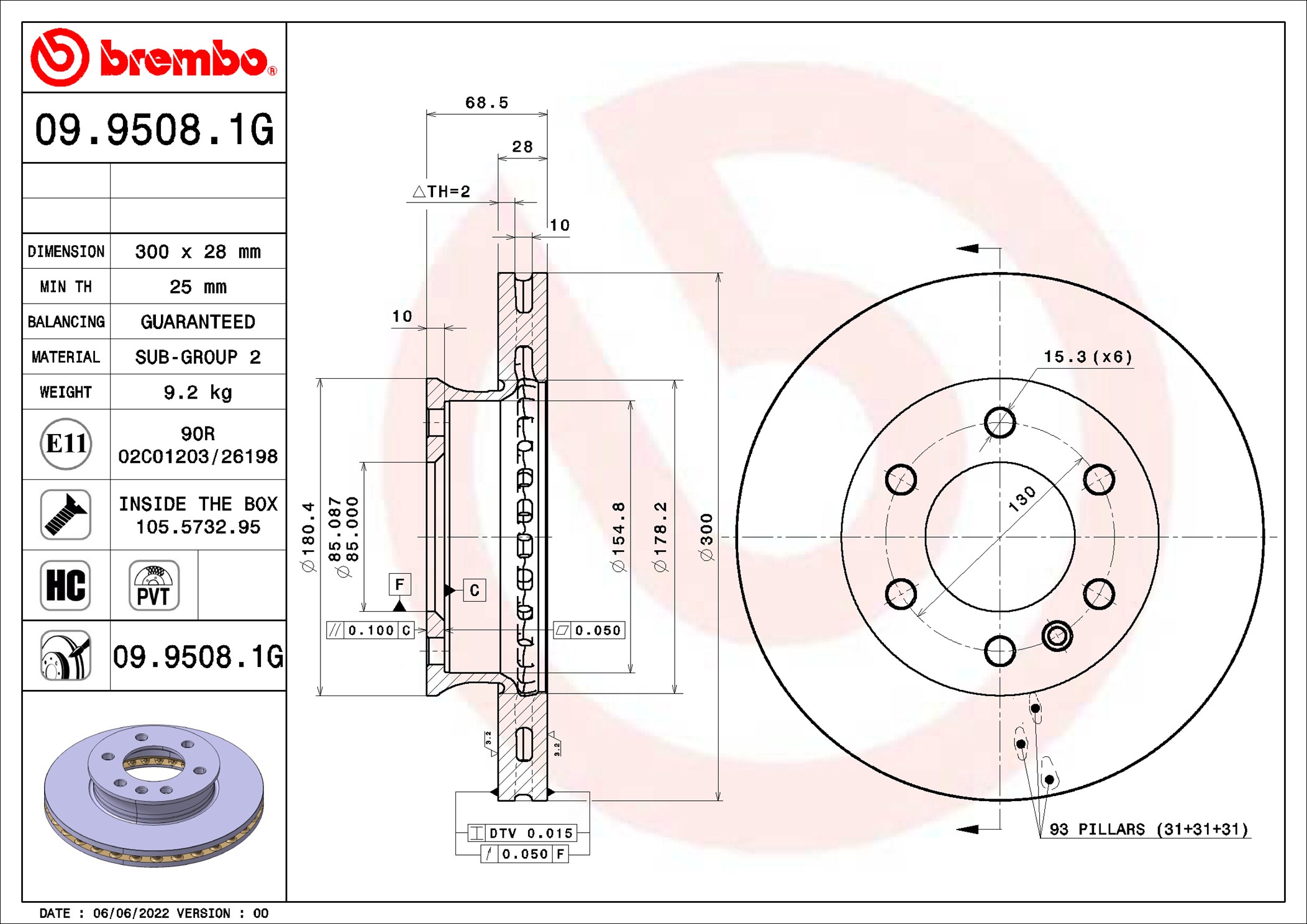 Brake Set, disc brakes - KT 10 025 BREMBO
