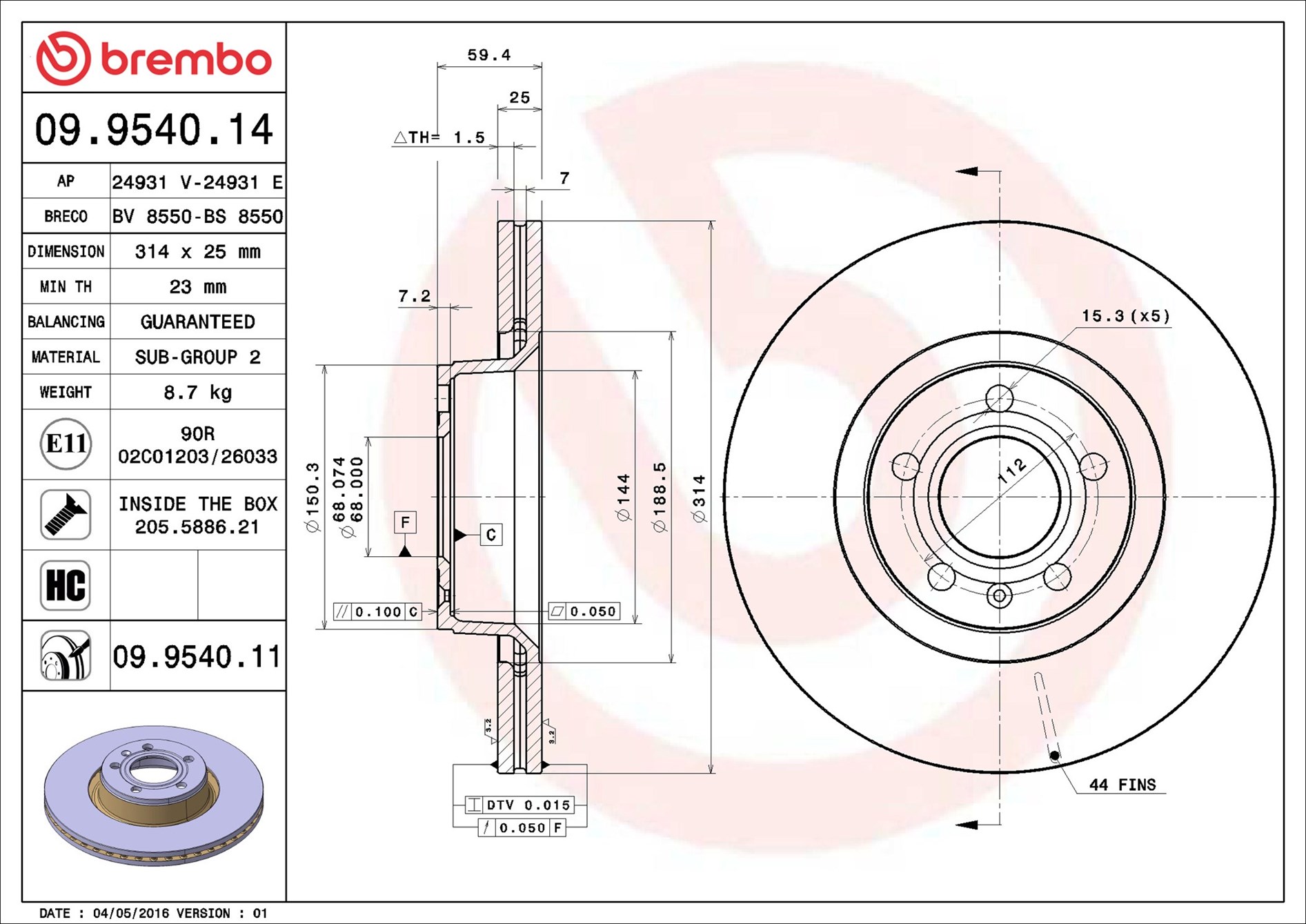 Discofreno - 09.9540.11 BREMBO
