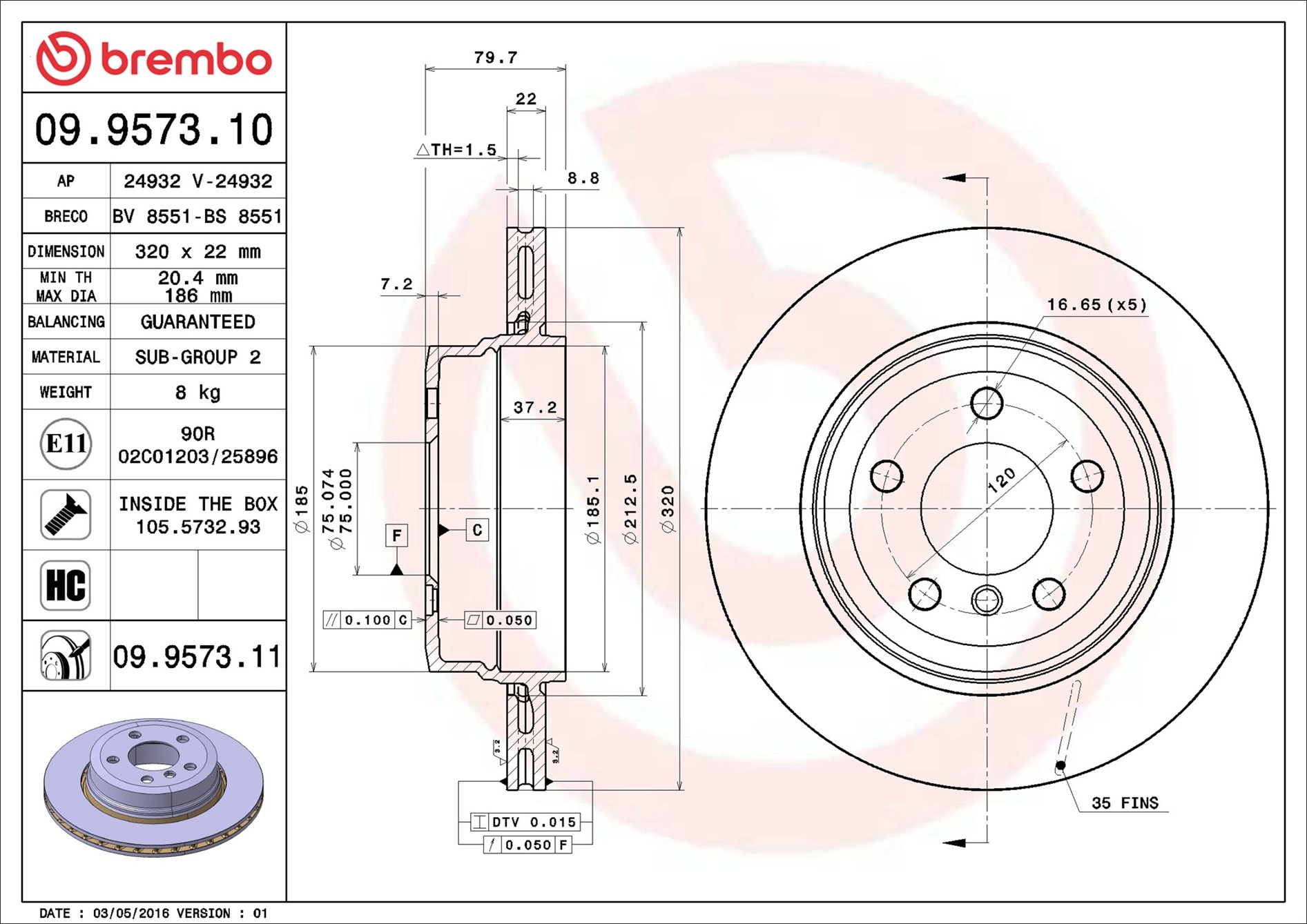 Discofreno - 09.9573.11 BREMBO
