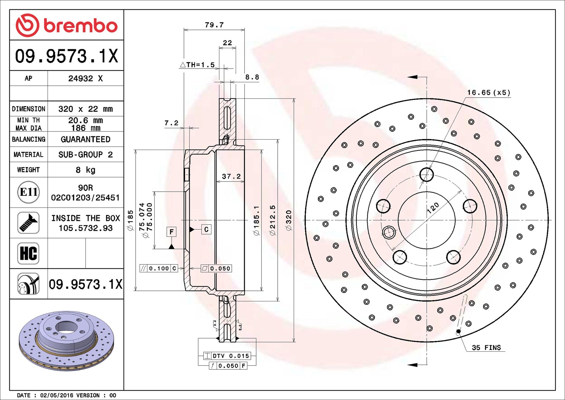 Discofreno - 09.9573.1X BREMBO