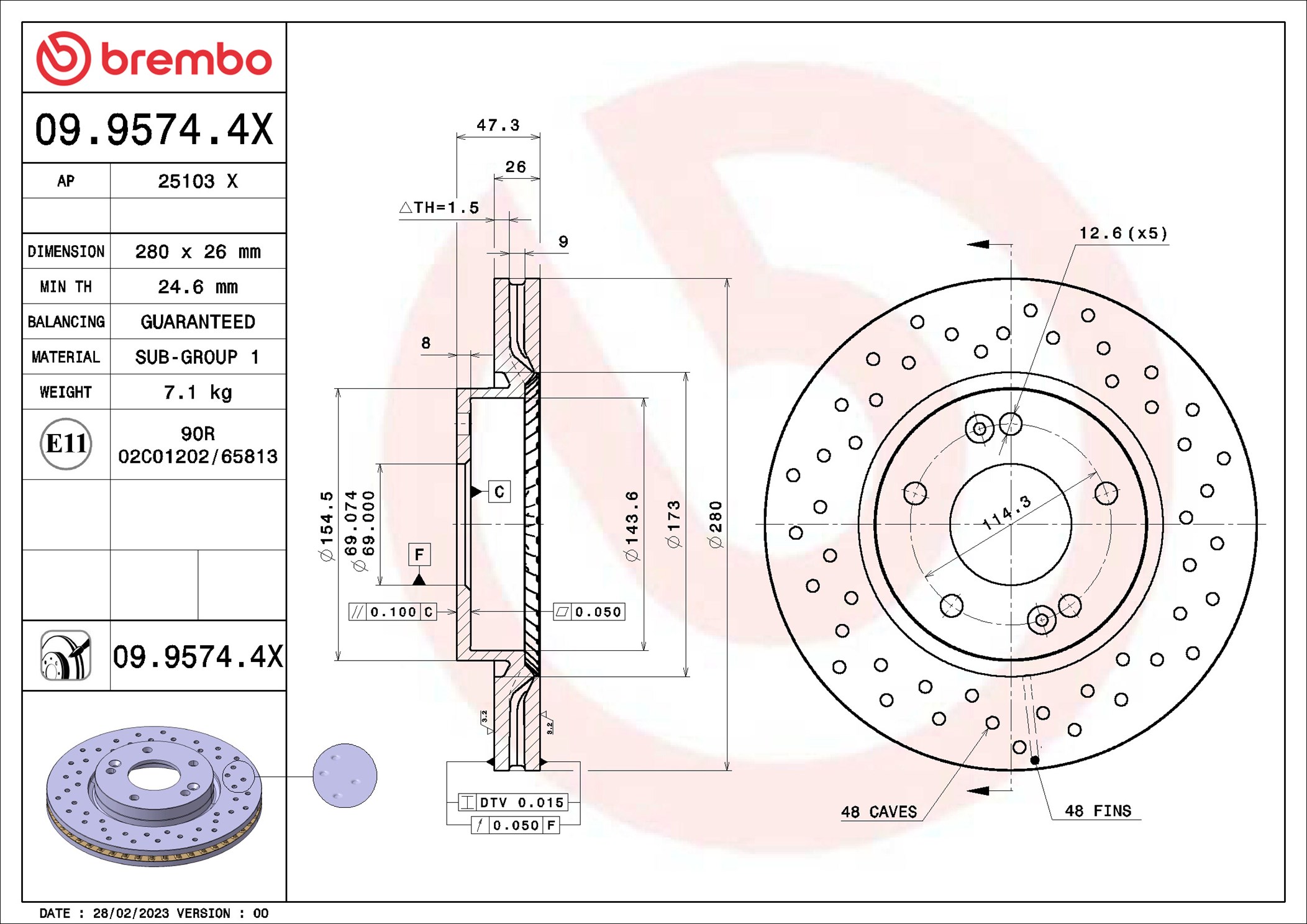 Brake Disc - 09.9574.4X BREMBO