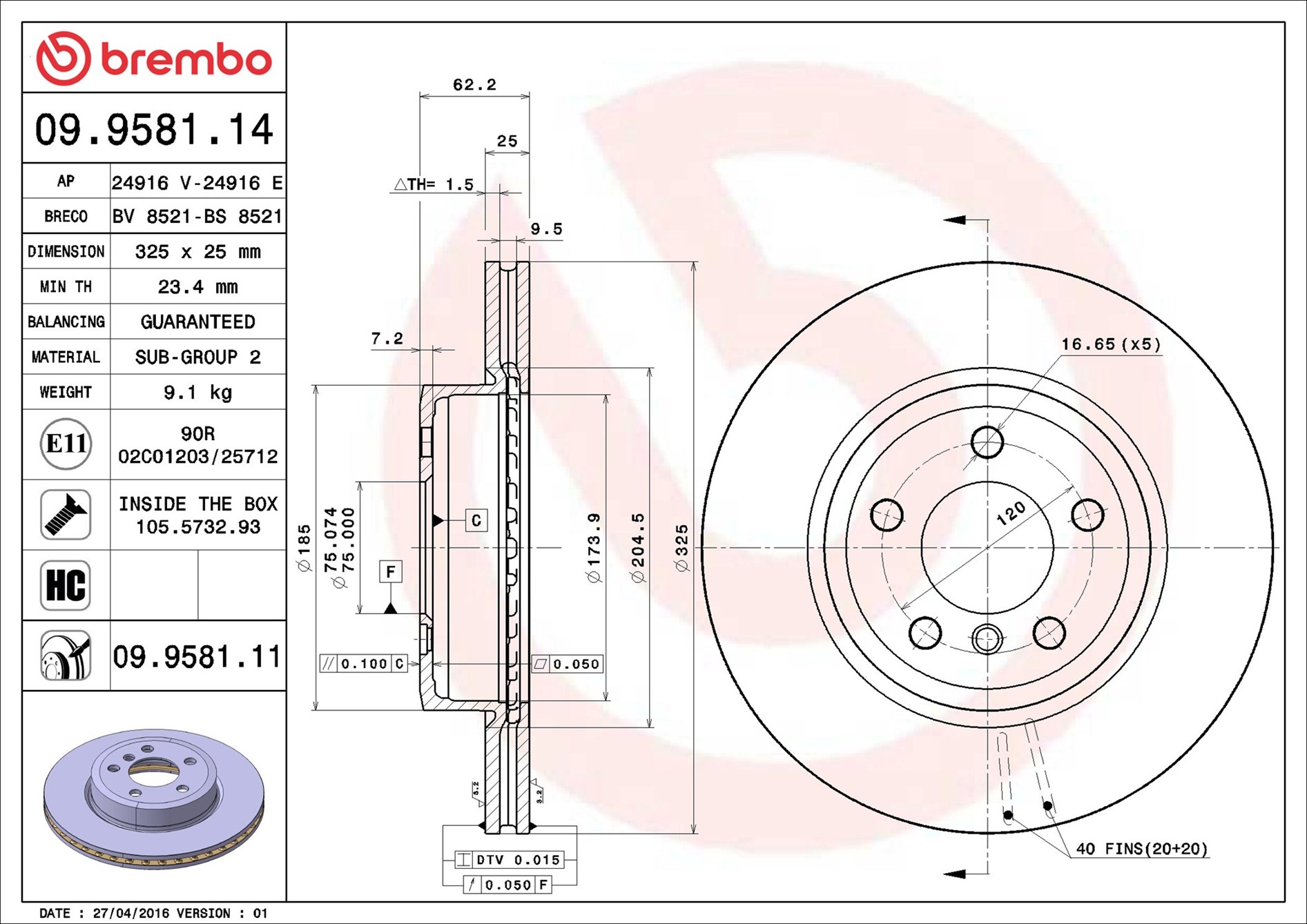 Discofreno - 09.9581.11 BREMBO