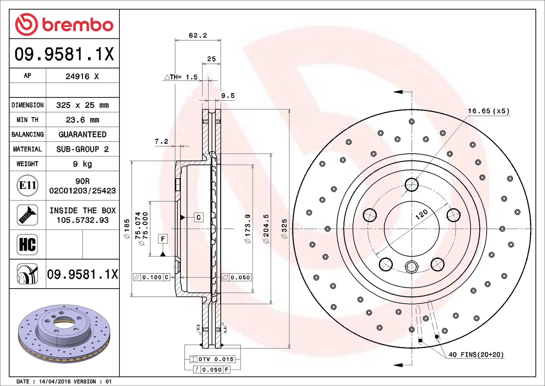 Discofreno - 09.9581.1X BREMBO