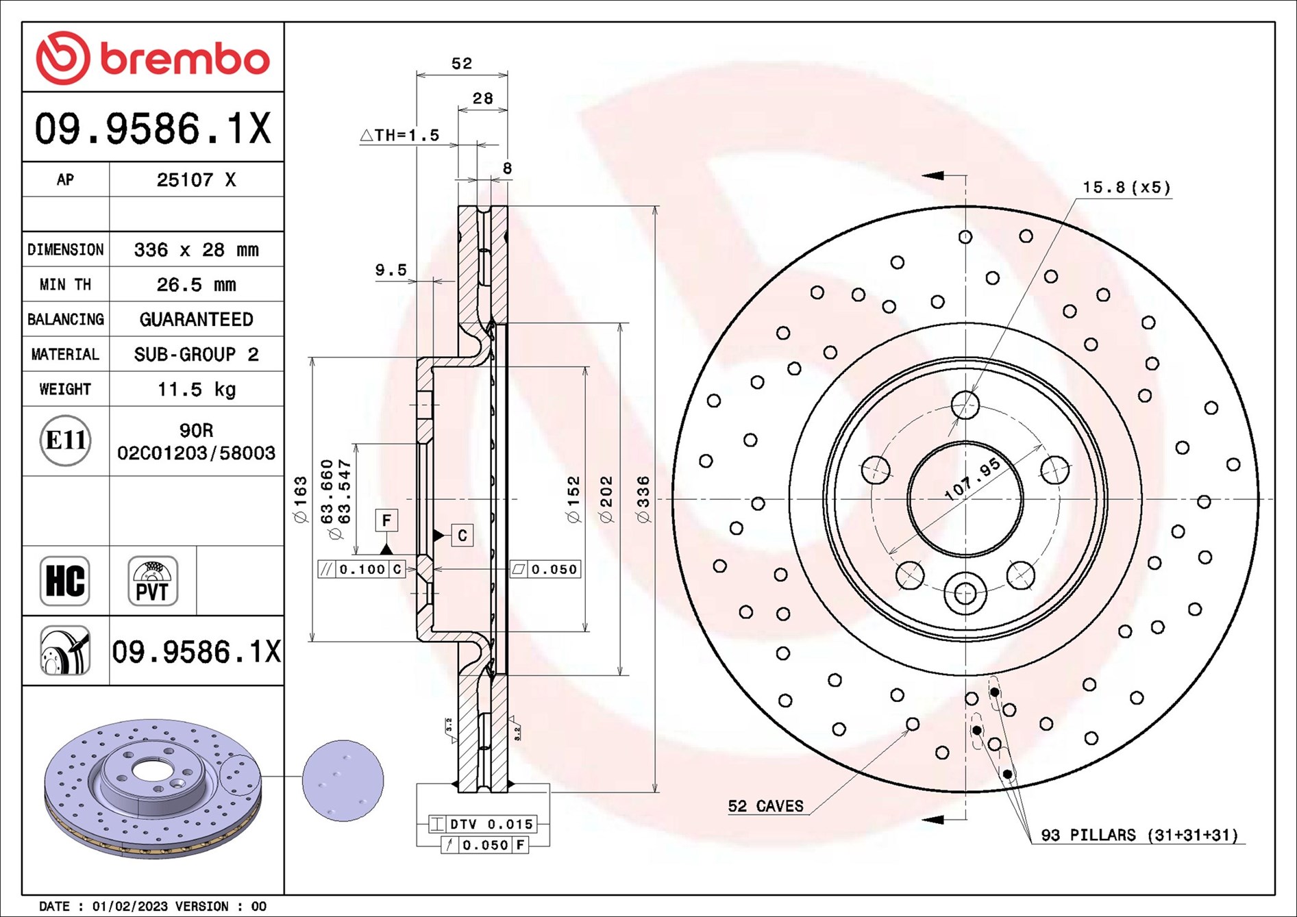 Brake Disc - 09.9586.1X BREMBO