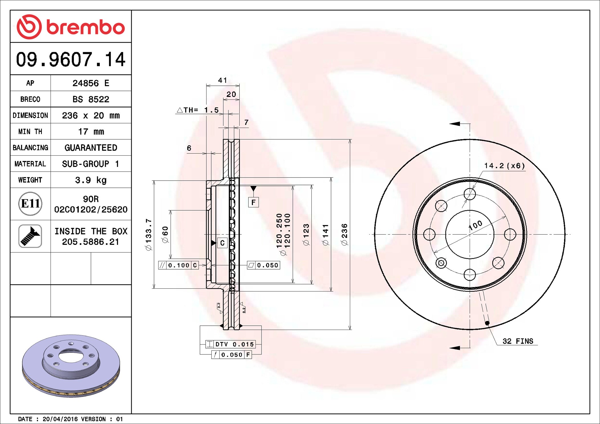 Discofreno - 09.9607.14 BREMBO