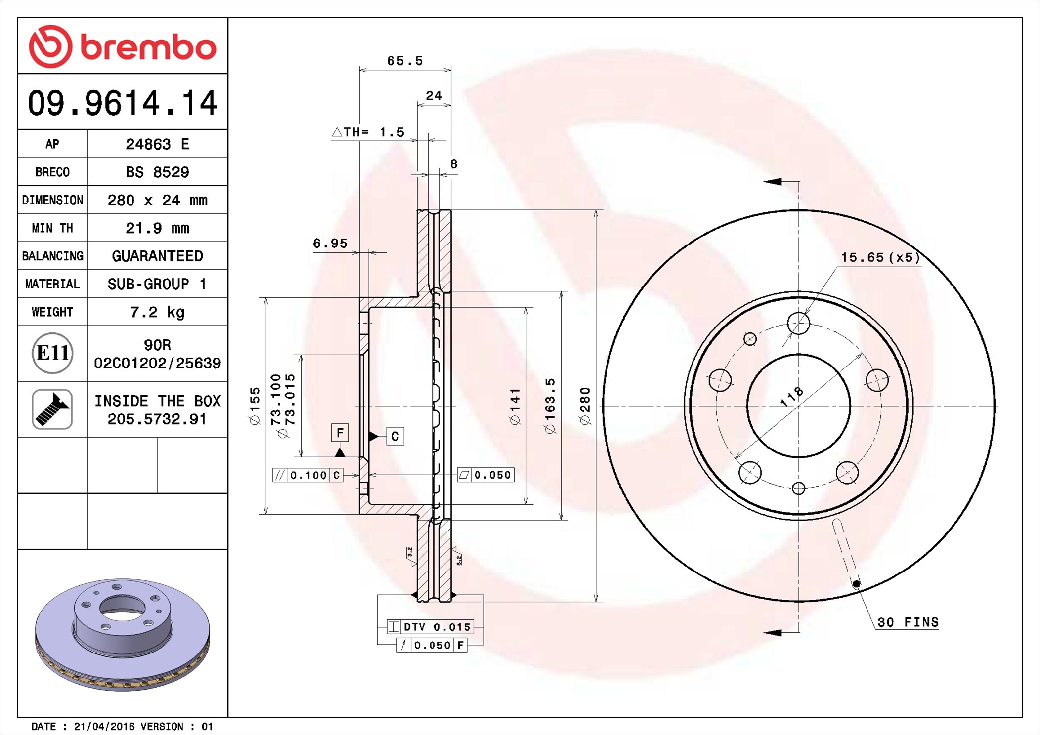 Discofreno - 09.9614.14 BREMBO