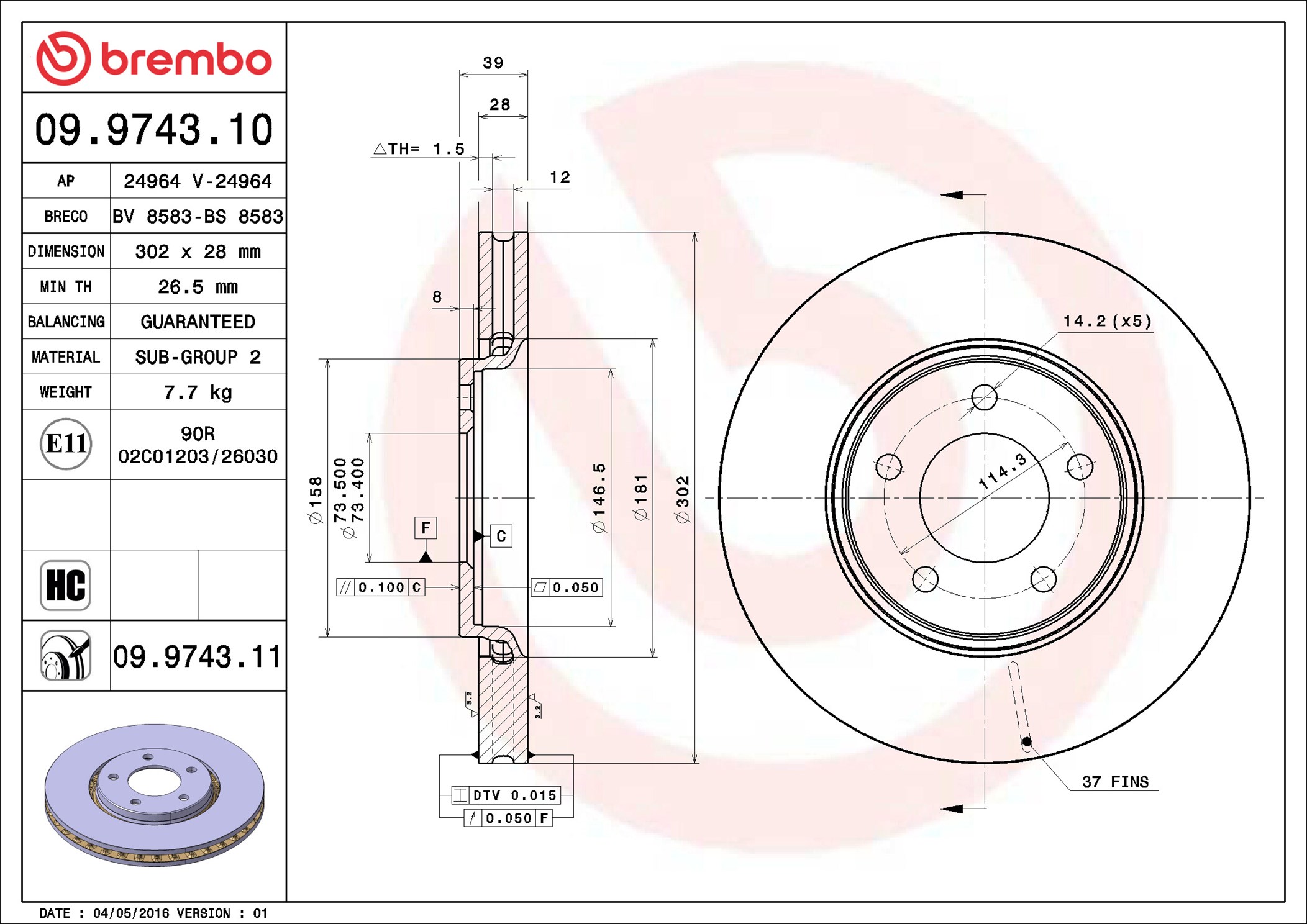 Discofreno - 09.9743.11 BREMBO