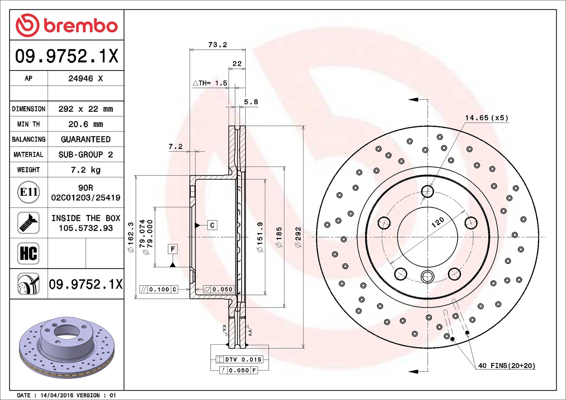 Brake Disc - 09.9752.1X BREMBO