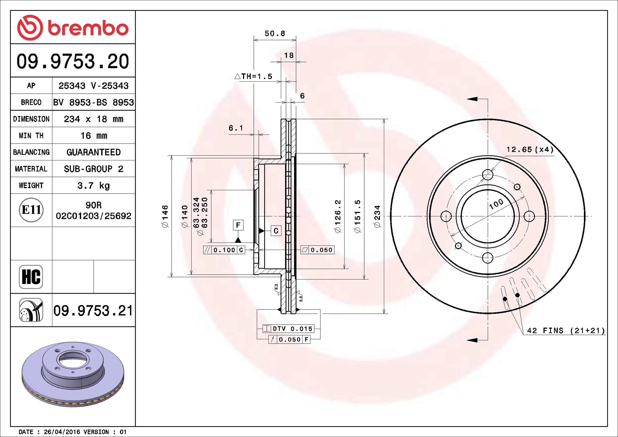 Discofreno - 09.9753.21 BREMBO