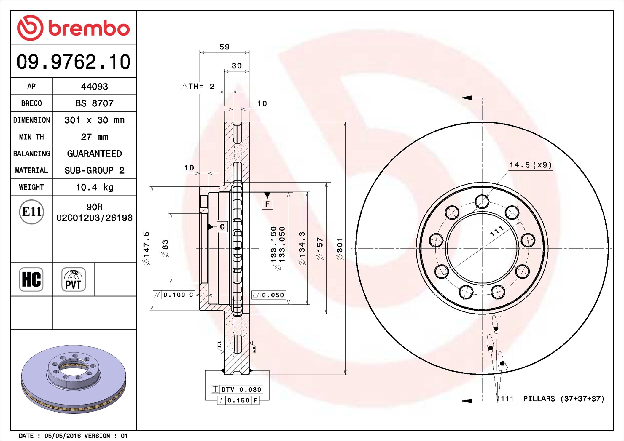 Discofreno - 09.9762.10 BREMBO