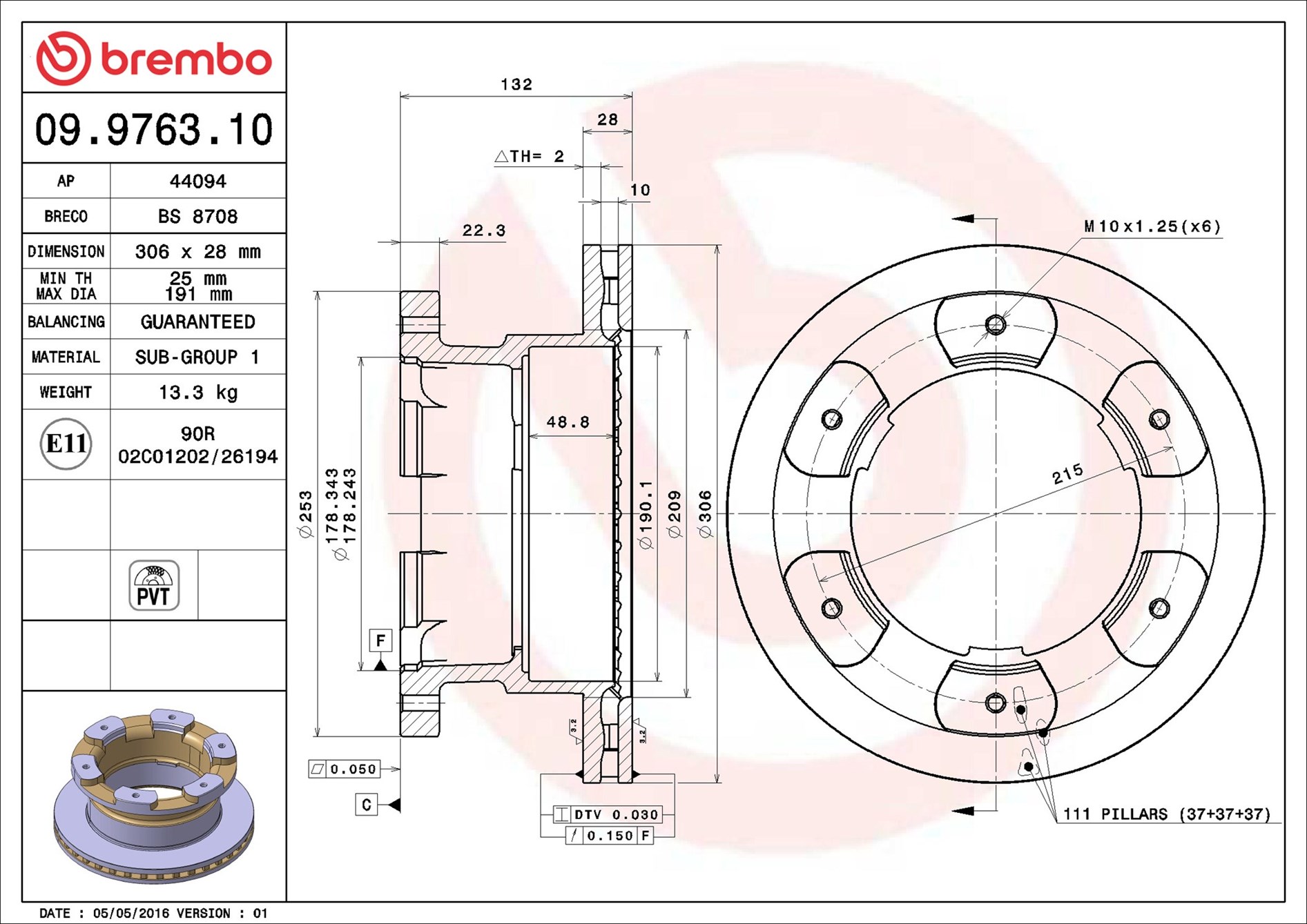 Brake Disc - 09.9763.10 BREMBO