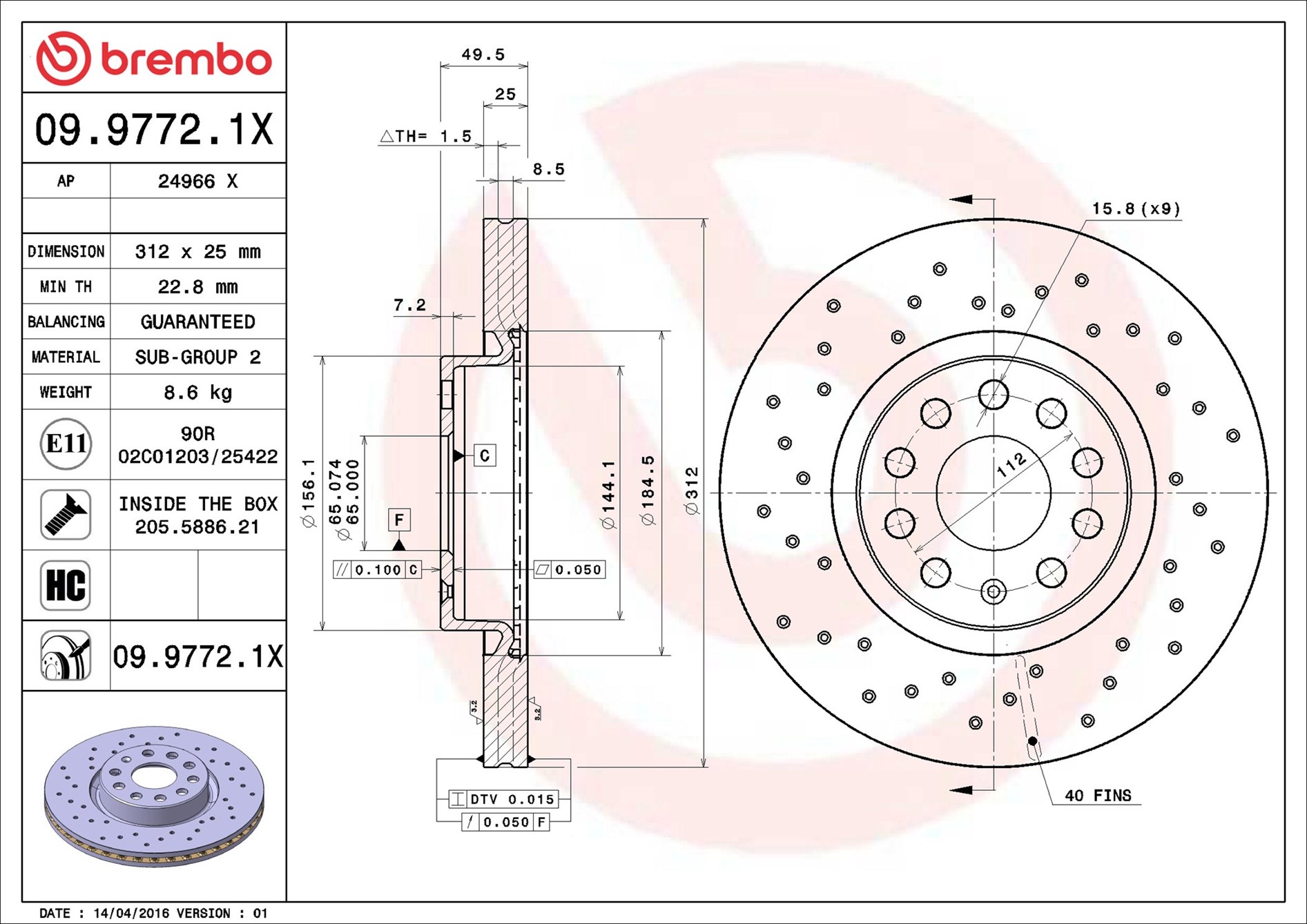 Discofreno - 09.9772.1X BREMBO