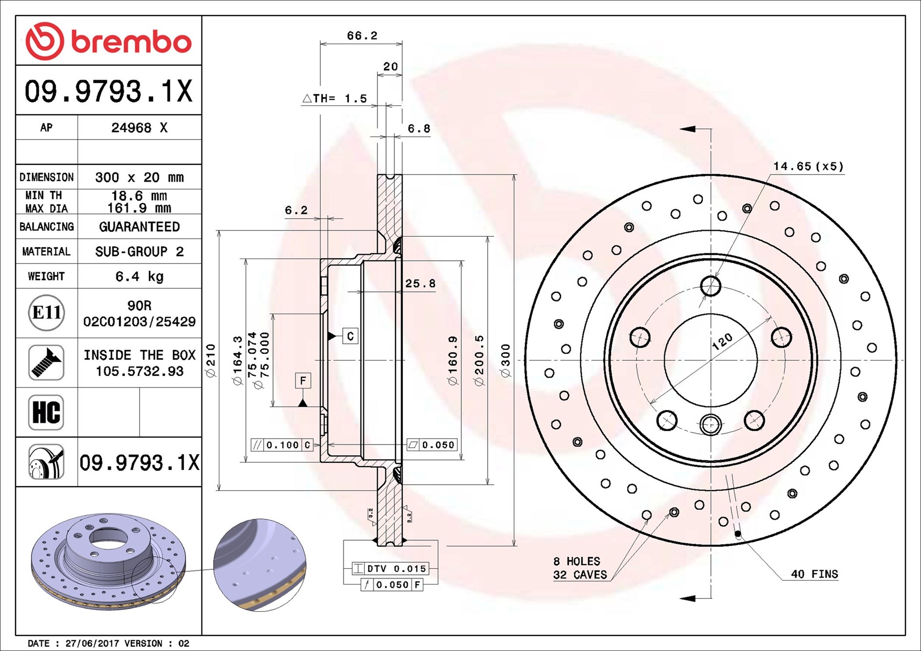 Brake Disc - 09.9793.1X BREMBO