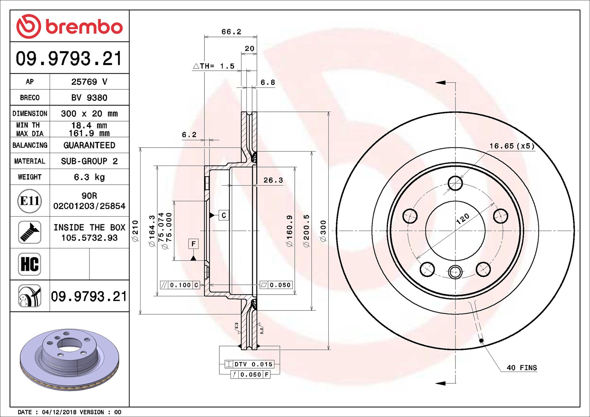Brake Disc - 09.9793.21 BREMBO