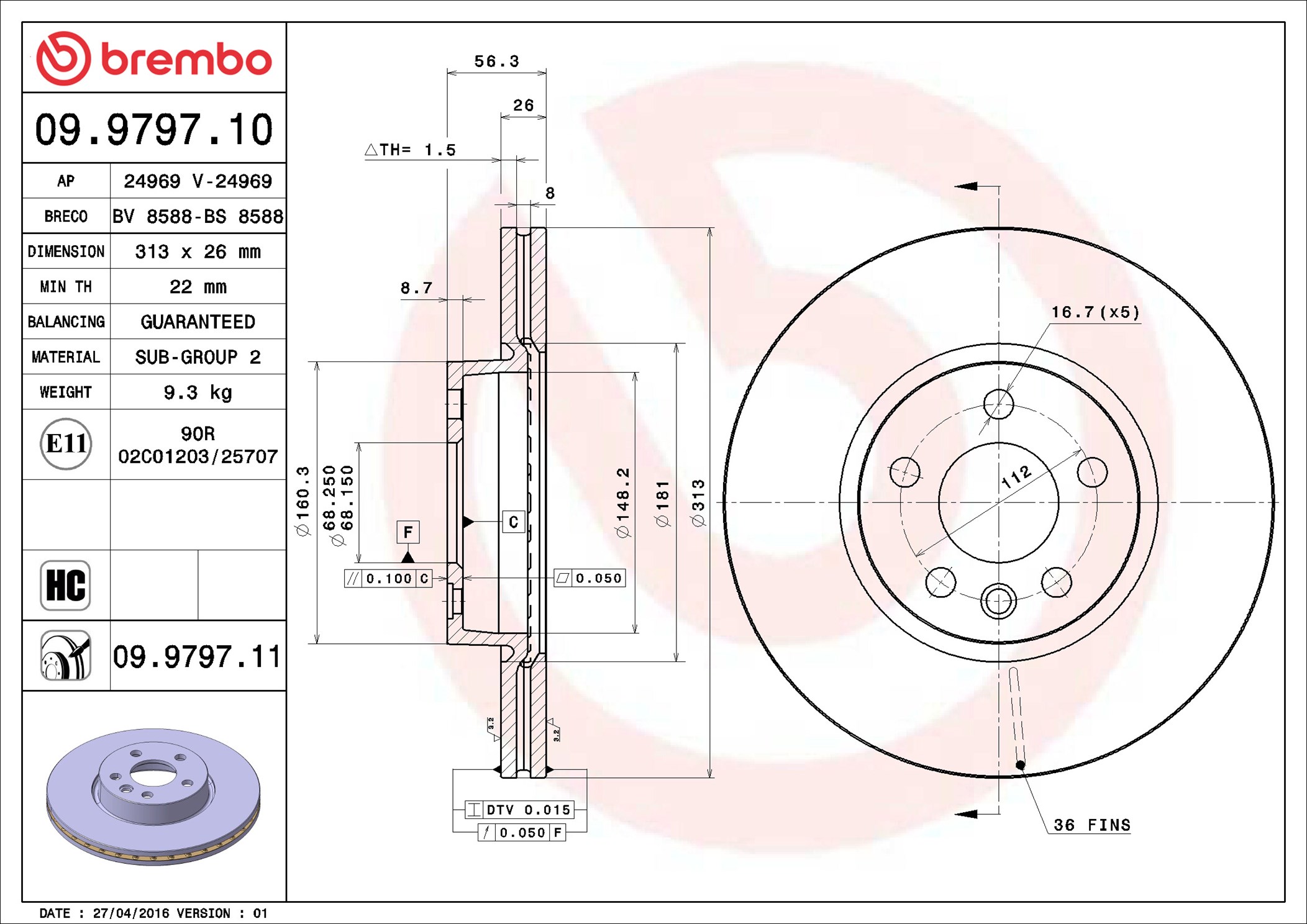 Discofreno - 09.9797.11 BREMBO