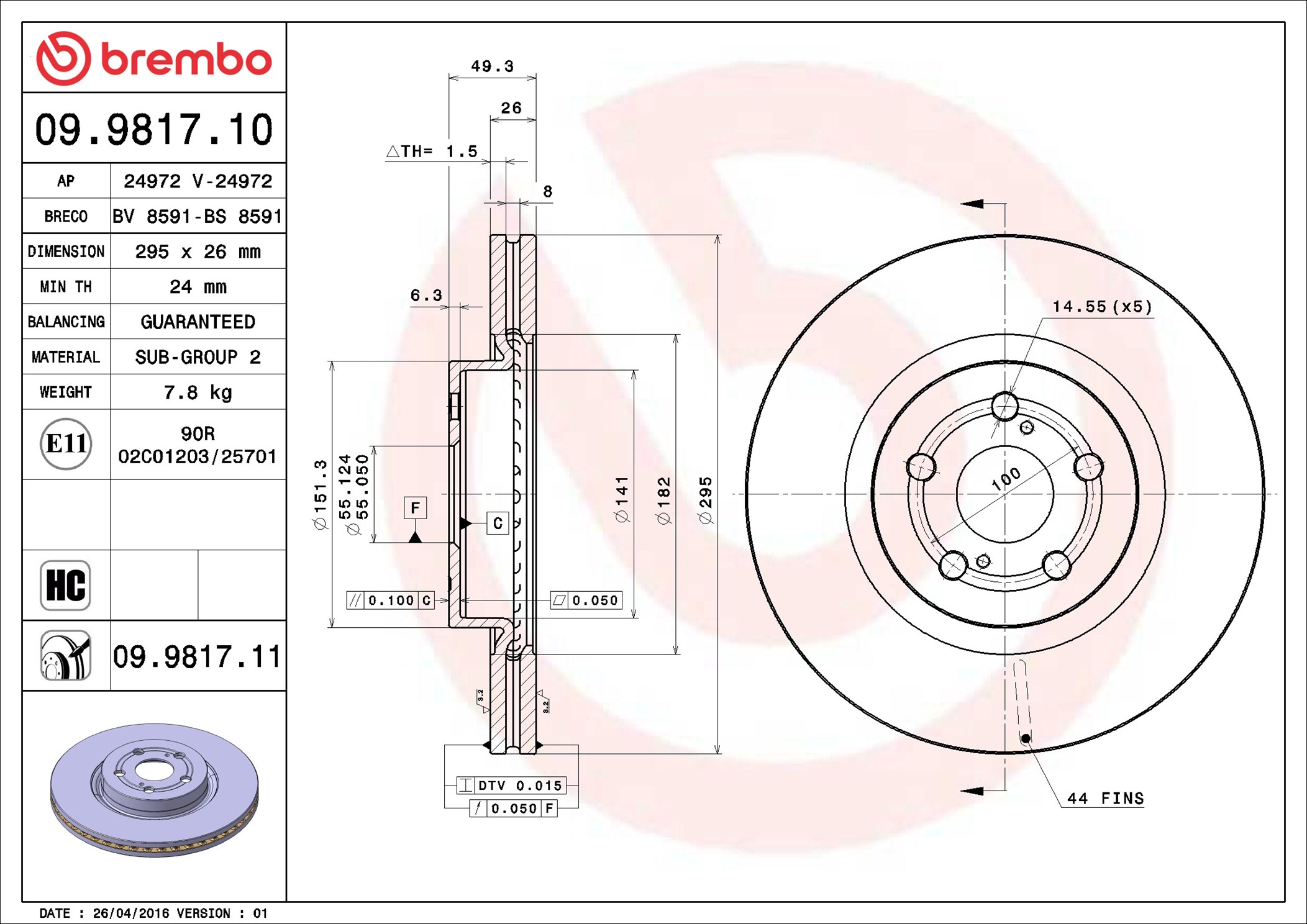 Brake Disc - 09.9817.11 BREMBO