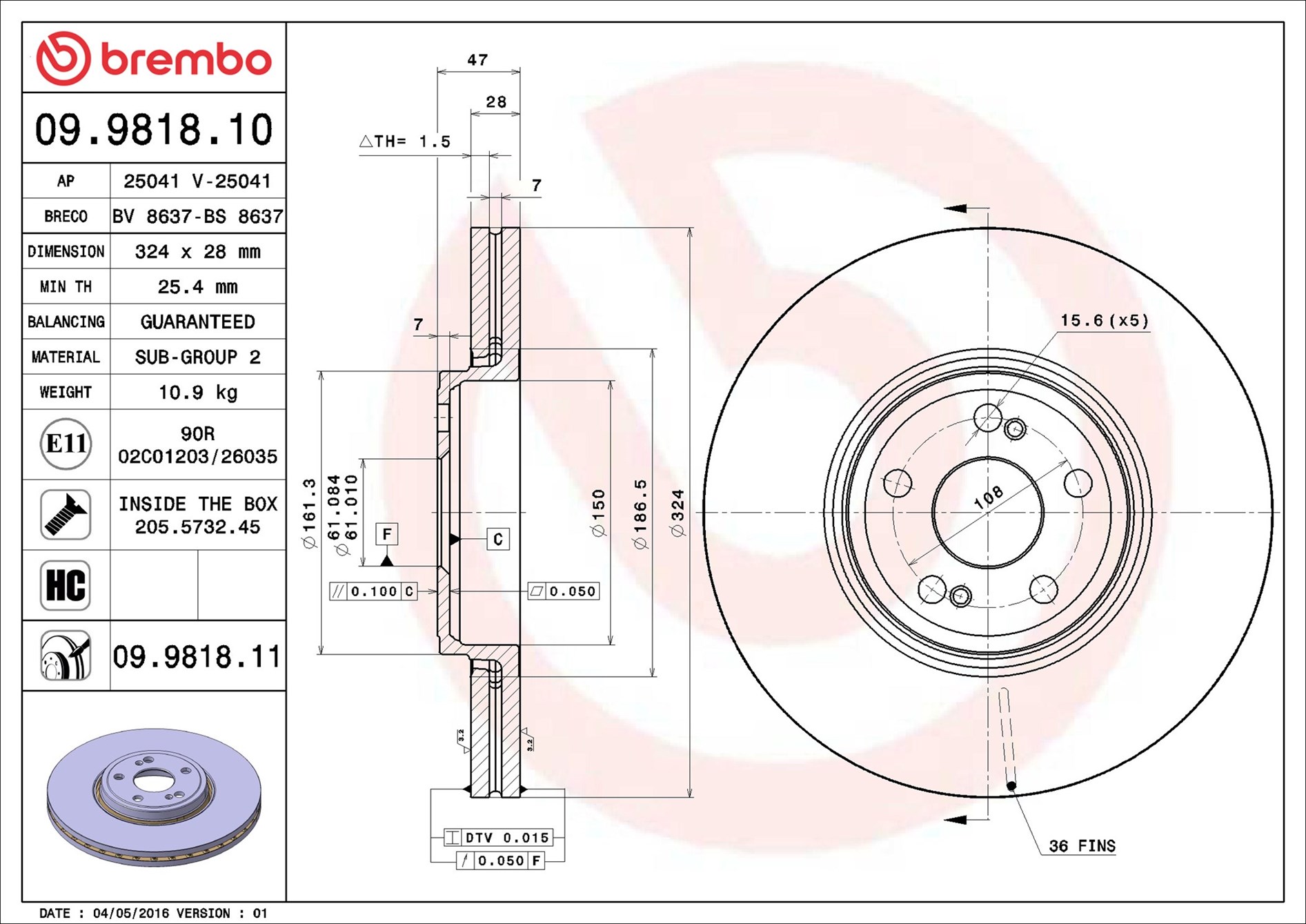 Discofreno - 09.9818.11 BREMBO