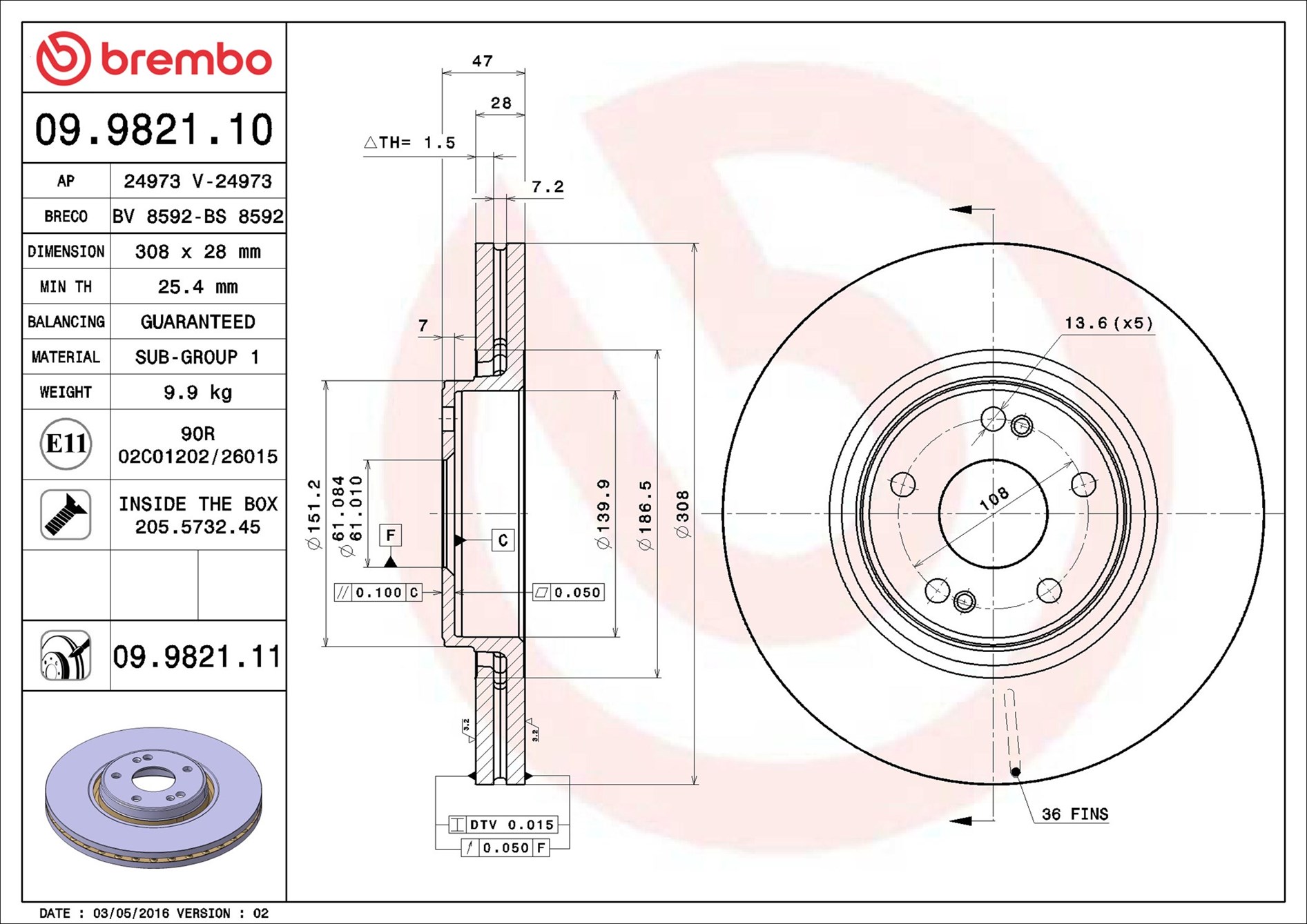 Discofreno - 09.9821.11 BREMBO