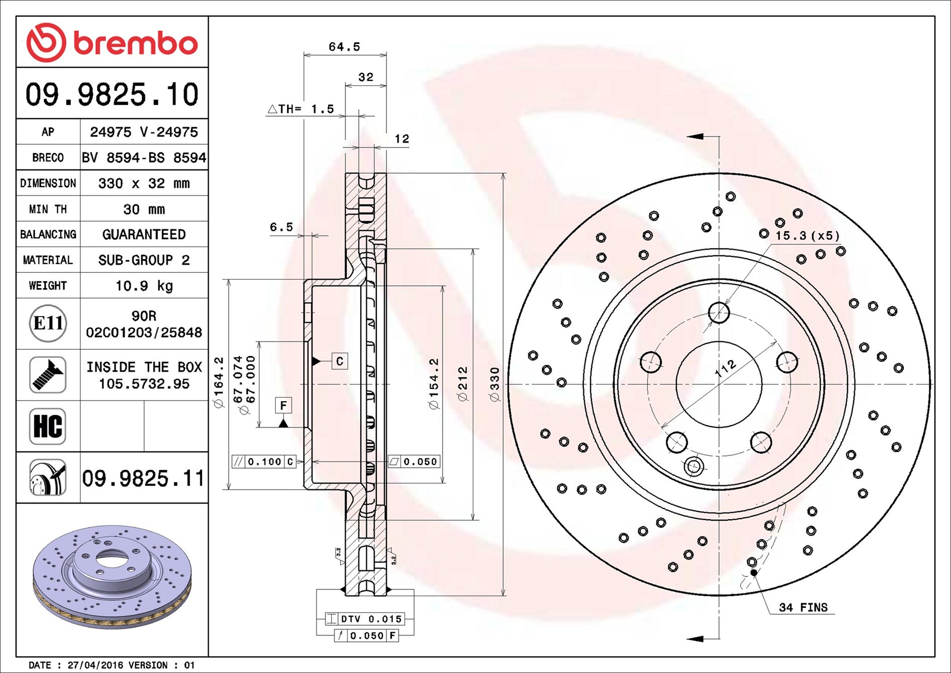 Discofreno - 09.9825.11 BREMBO