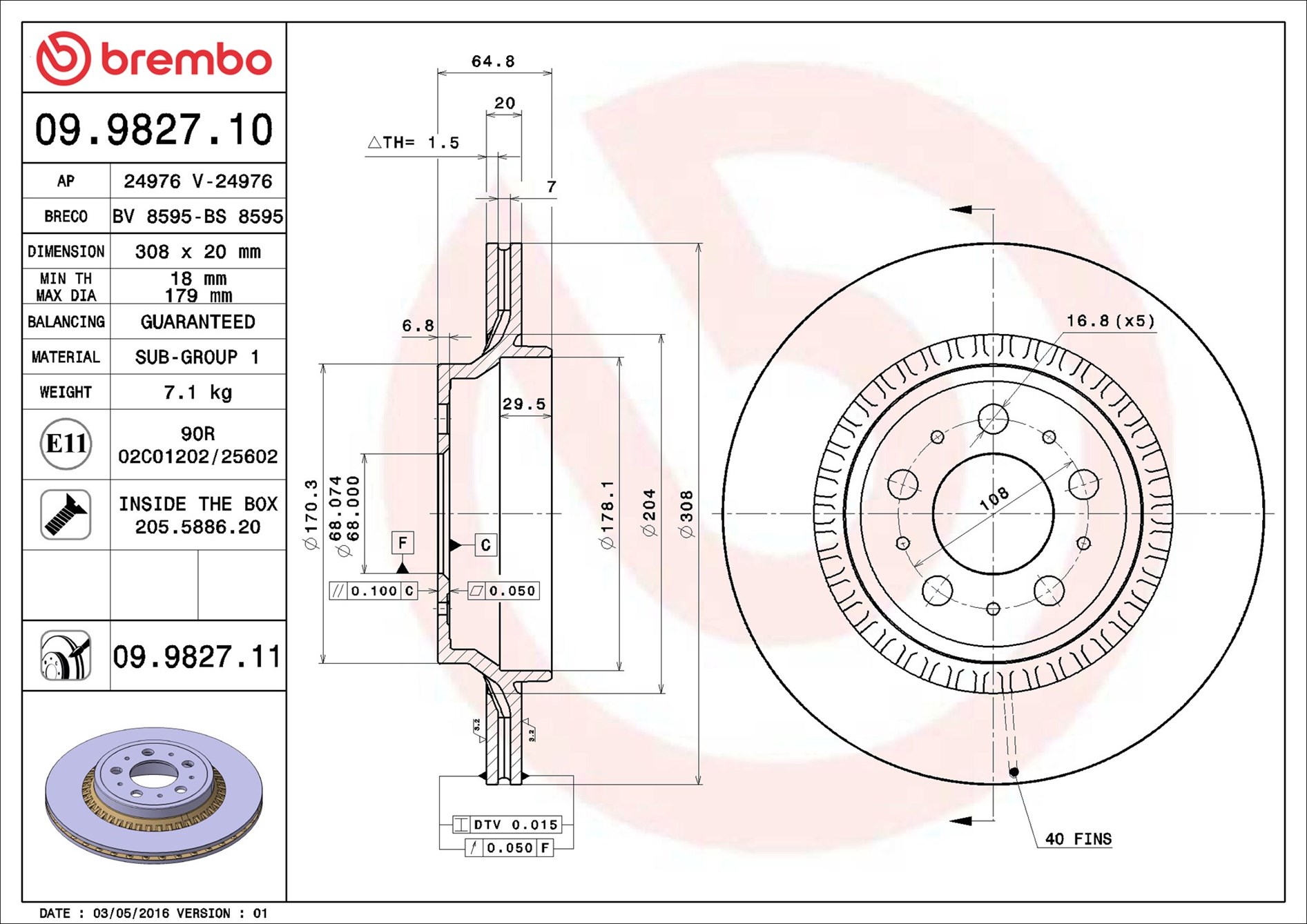 Discofreno - 09.9827.11 BREMBO