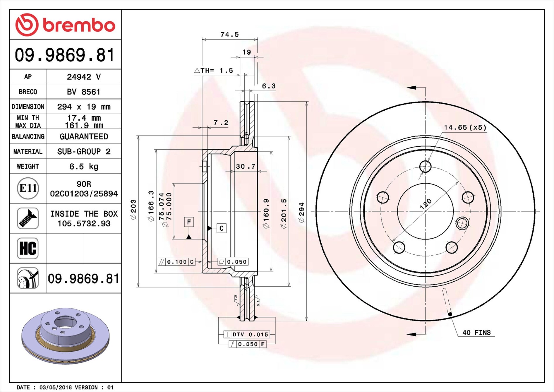 Discofreno - 09.9869.81 BREMBO