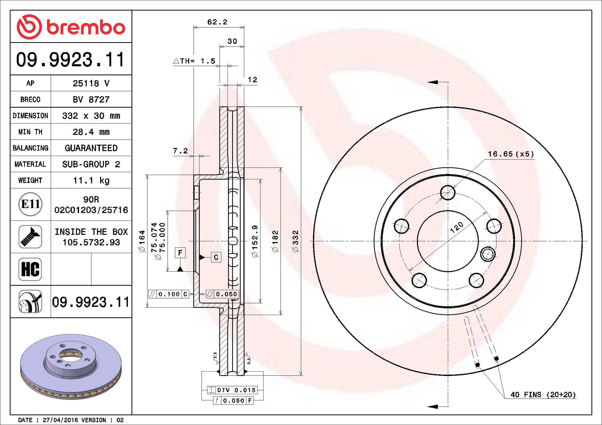 Discofreno - 09.9923.11 BREMBO