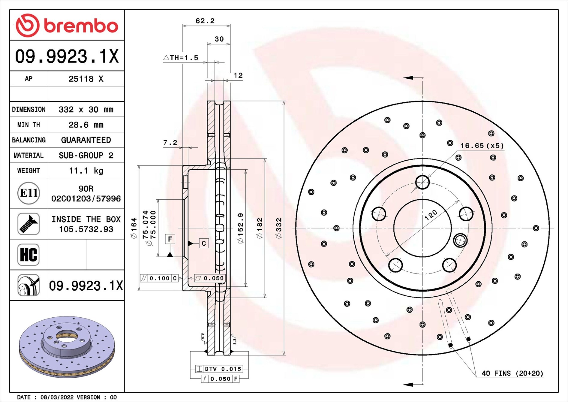 Discofreno - 09.9923.1X BREMBO