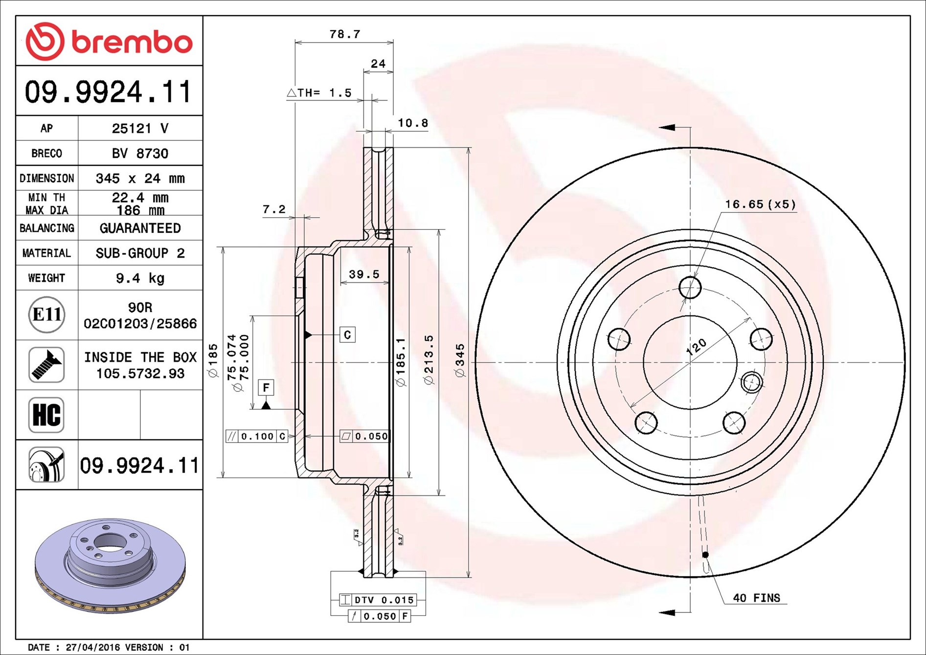 Discofreno - 09.9924.11 BREMBO