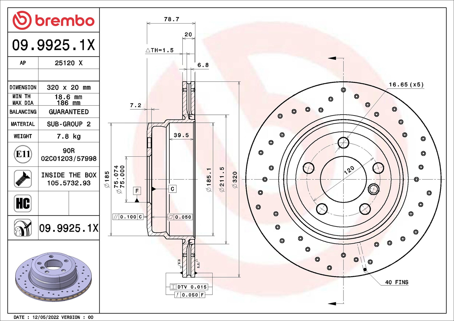 Discofreno - 09.9925.1X BREMBO