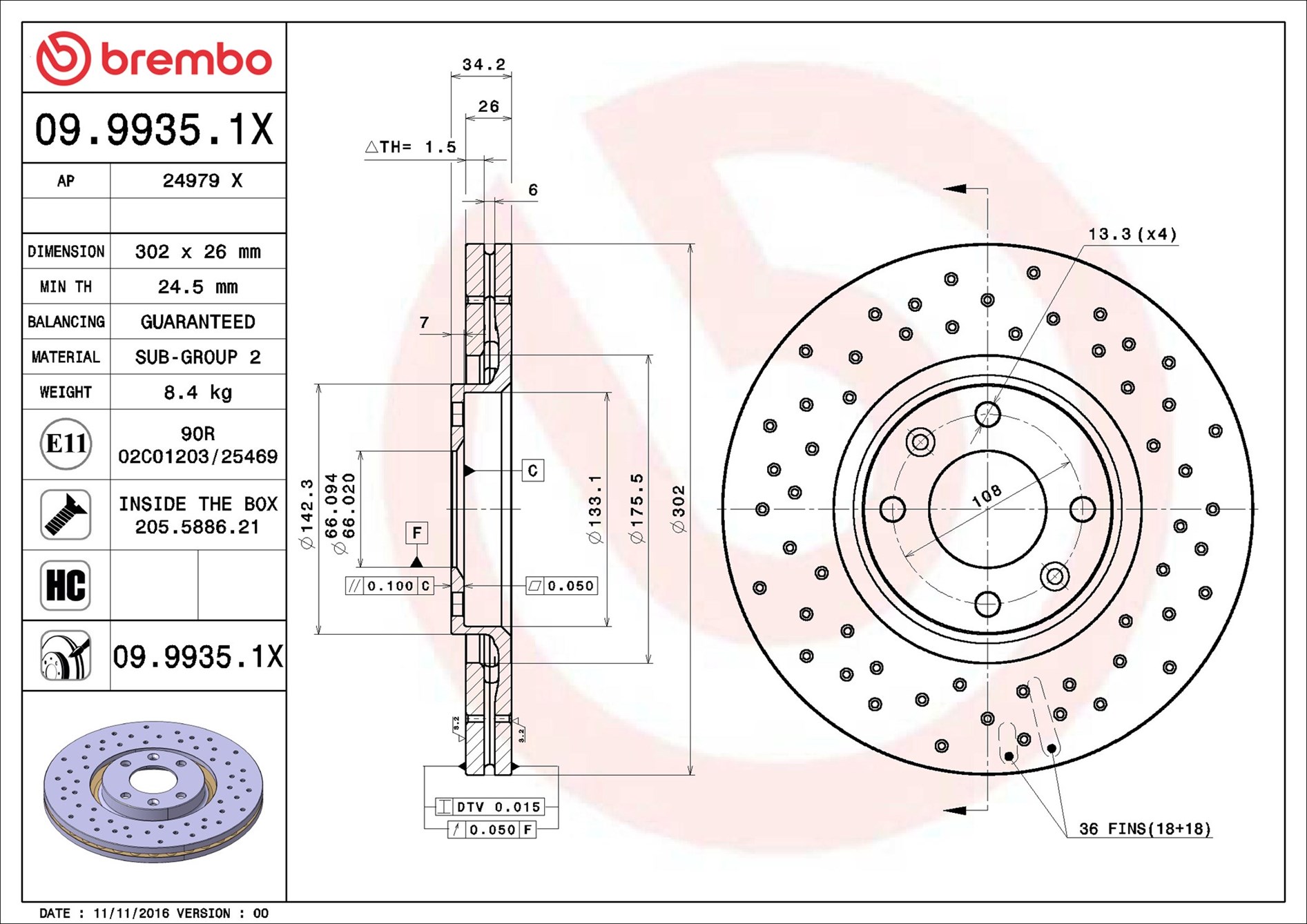 Brake Disc - 09.9935.1X BREMBO