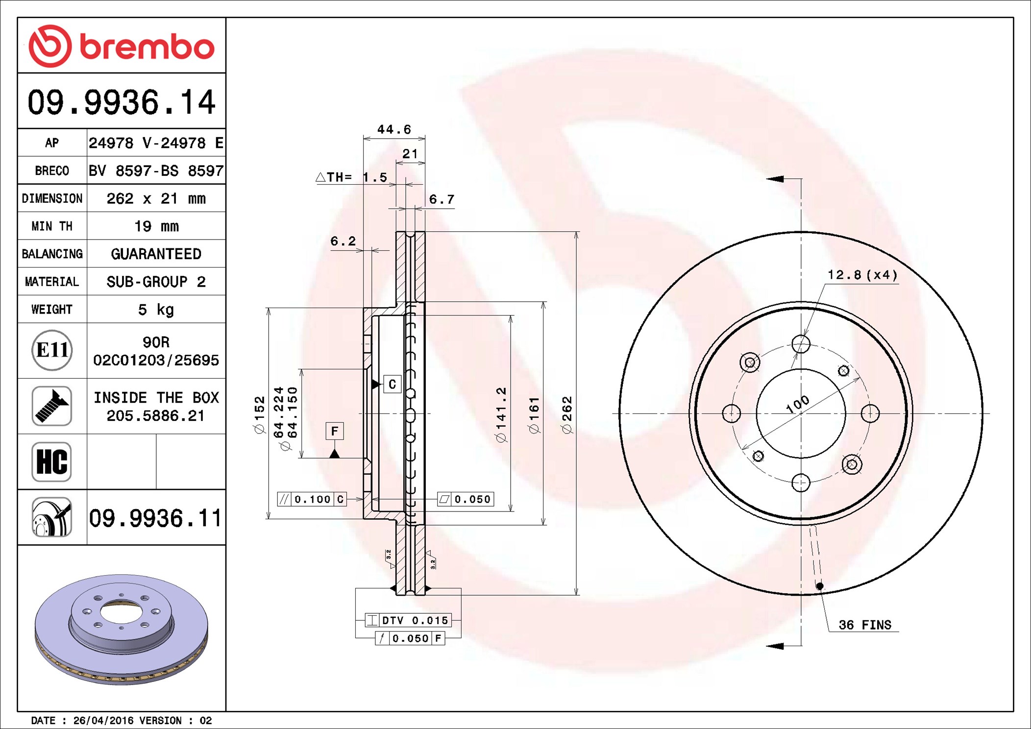 Discofreno - 09.9936.11 BREMBO