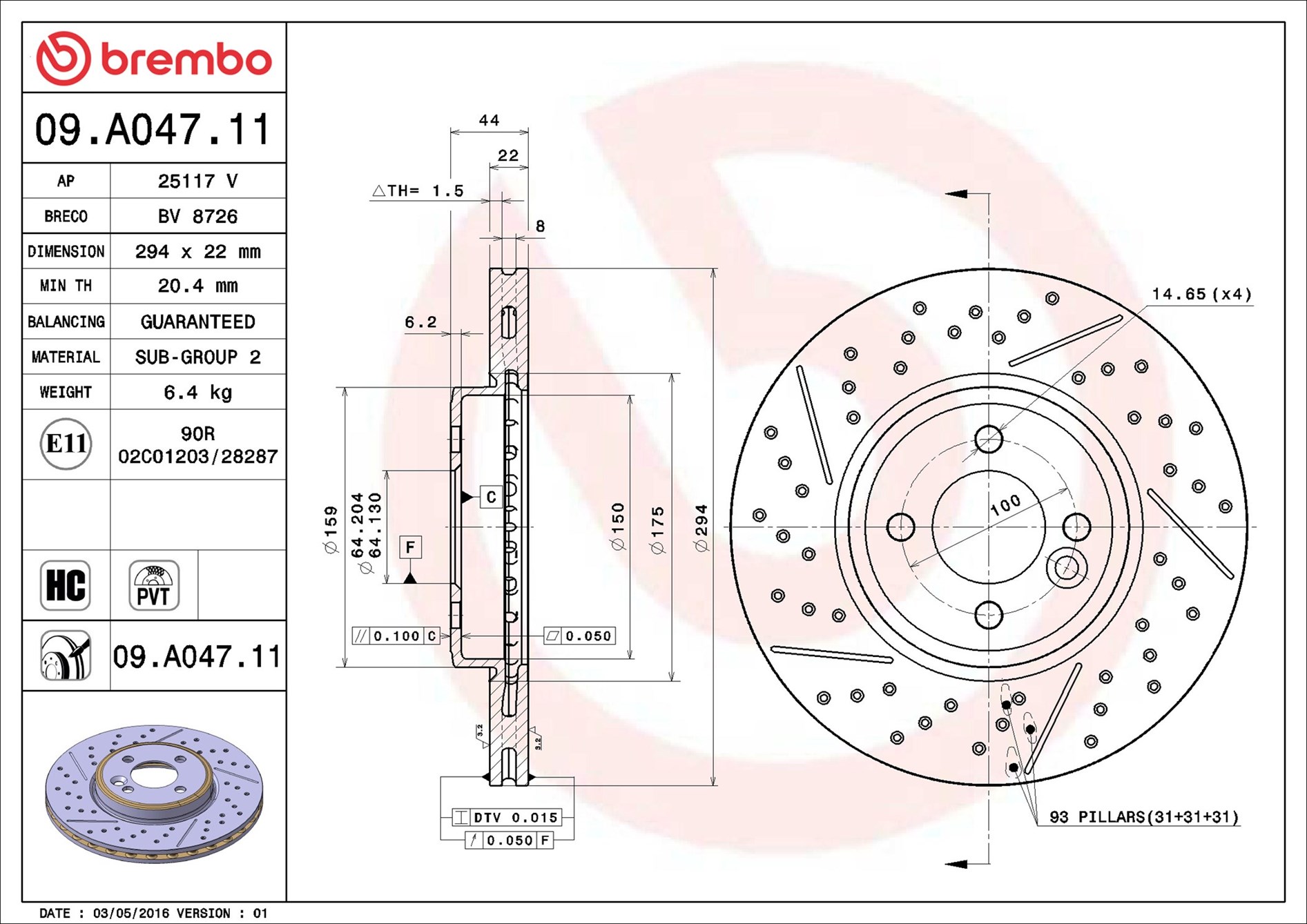 Brake Disc - 09.A047.11 BREMBO