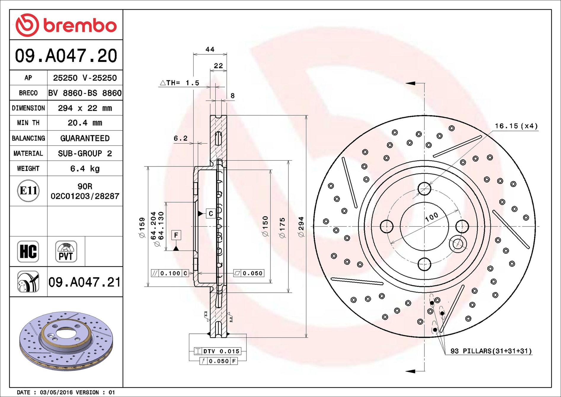 Brake Disc - 09.A047.21 BREMBO