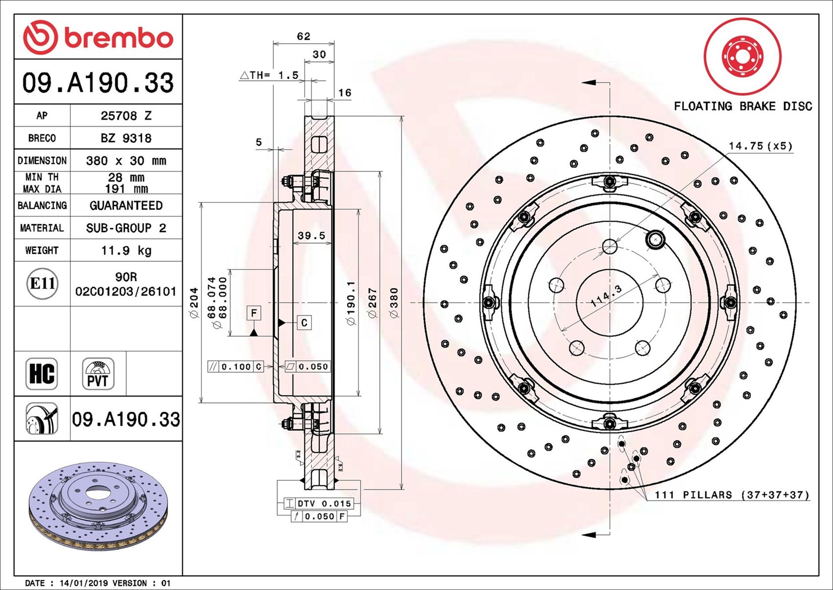 Discofreno - 09.A190.33 BREMBO
