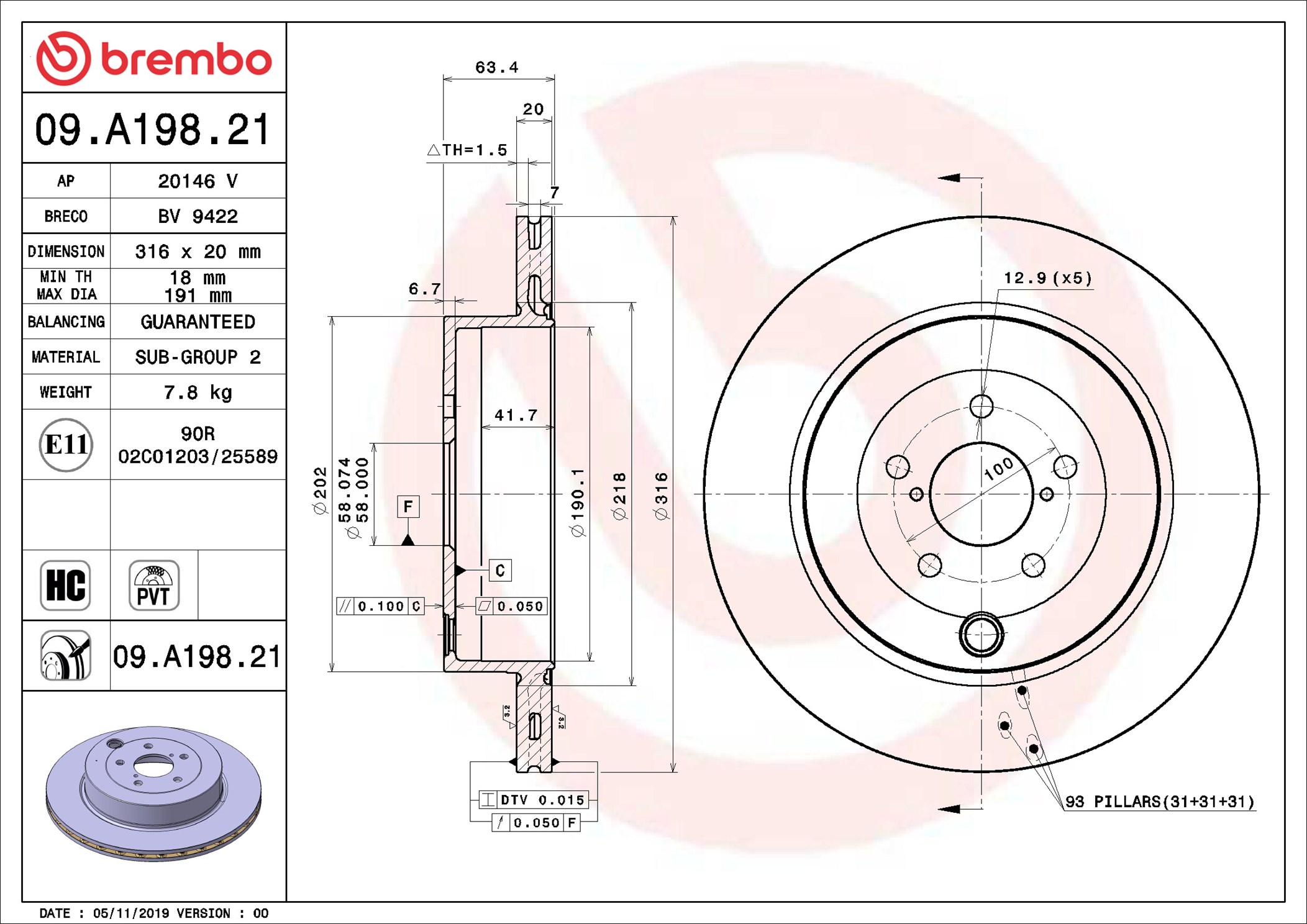 Discofreno - 09.A198.21 BREMBO