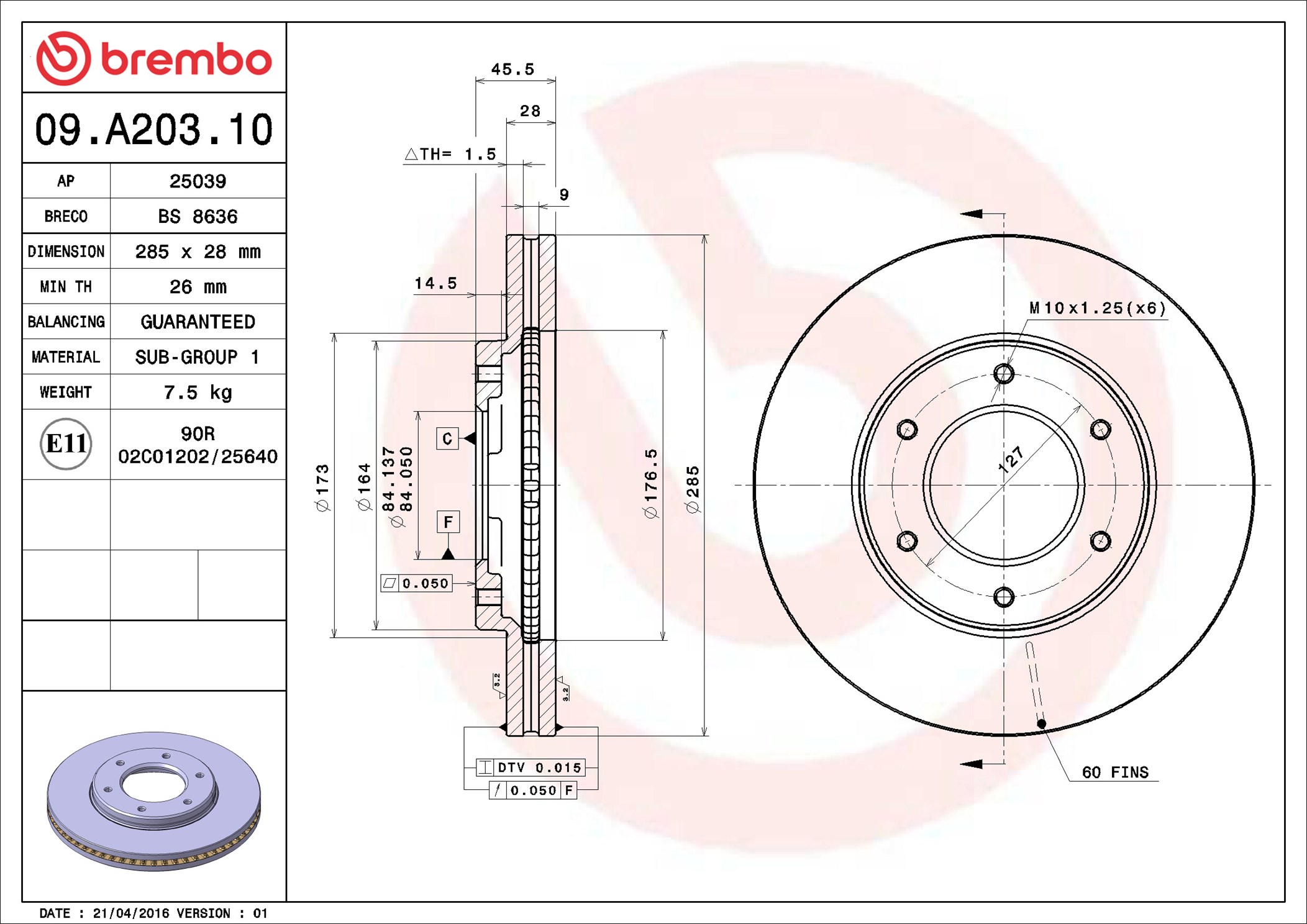 Discofreno - 09.A203.10 BREMBO