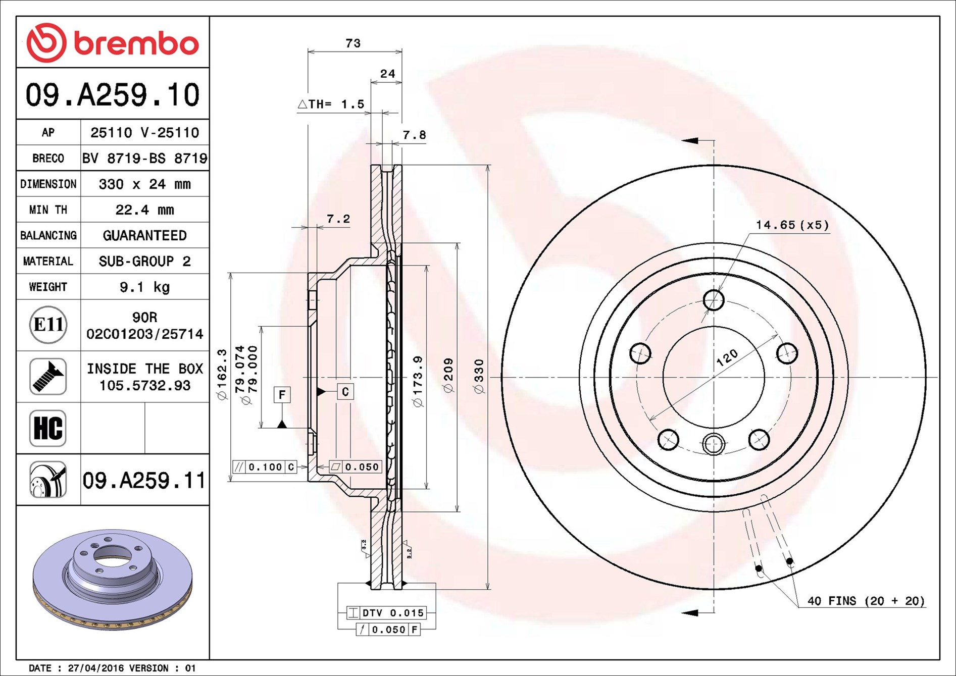 Discofreno - 09.A259.11 BREMBO