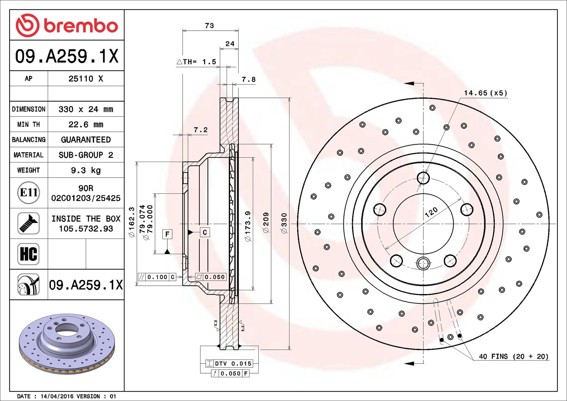 Discofreno - 09.A259.1X BREMBO