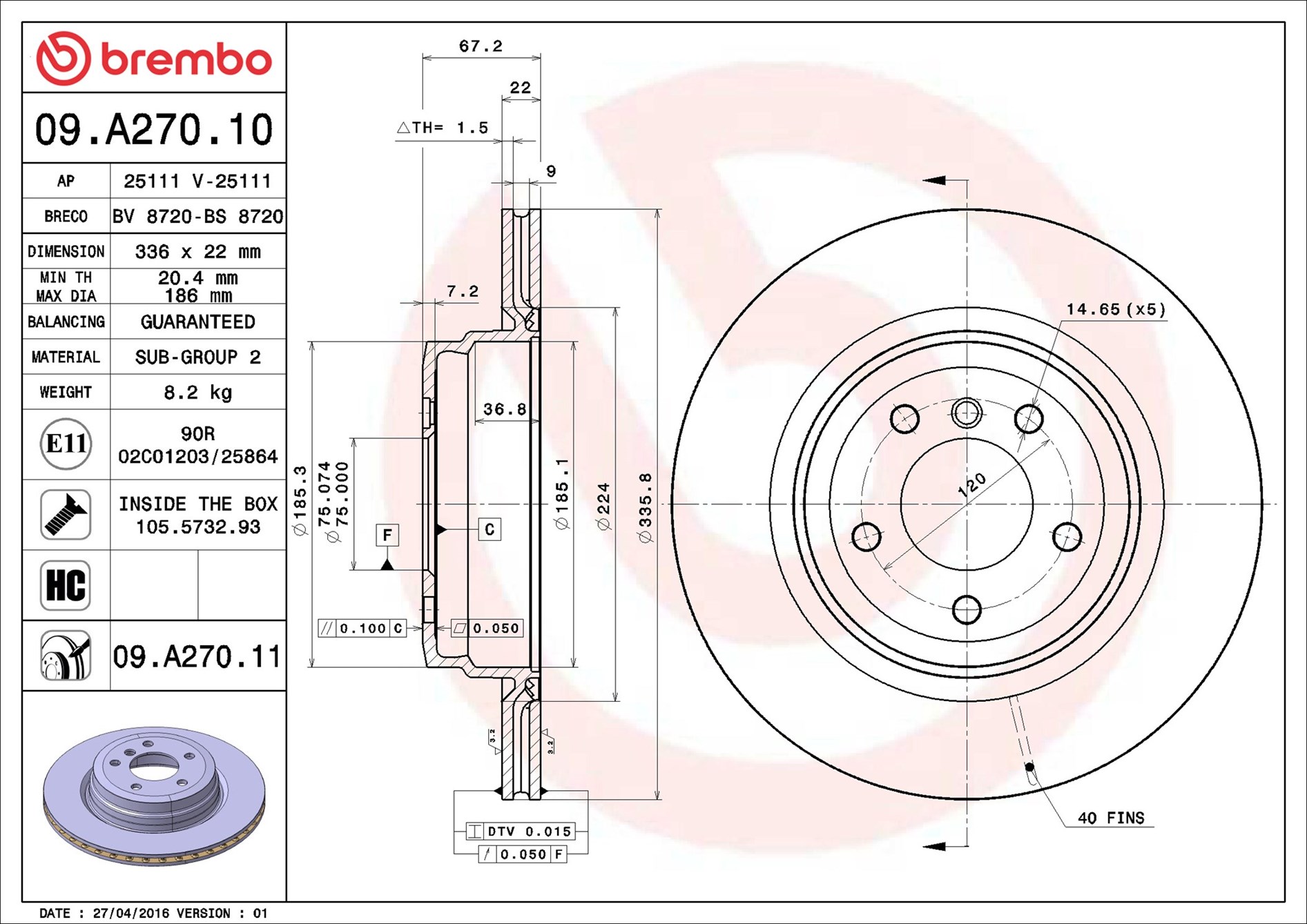 Discofreno - 09.A270.11 BREMBO