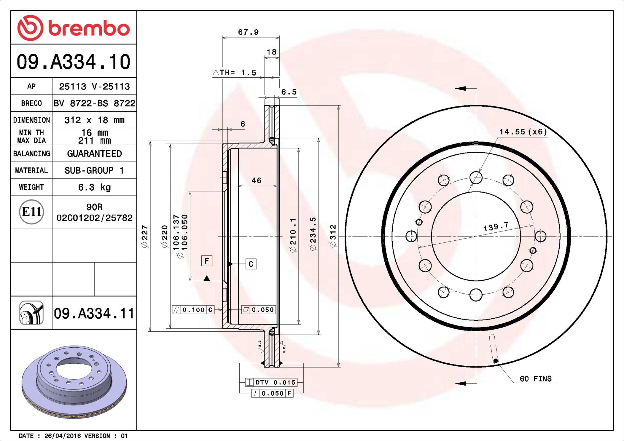 Discofreno - 09.A334.11 BREMBO