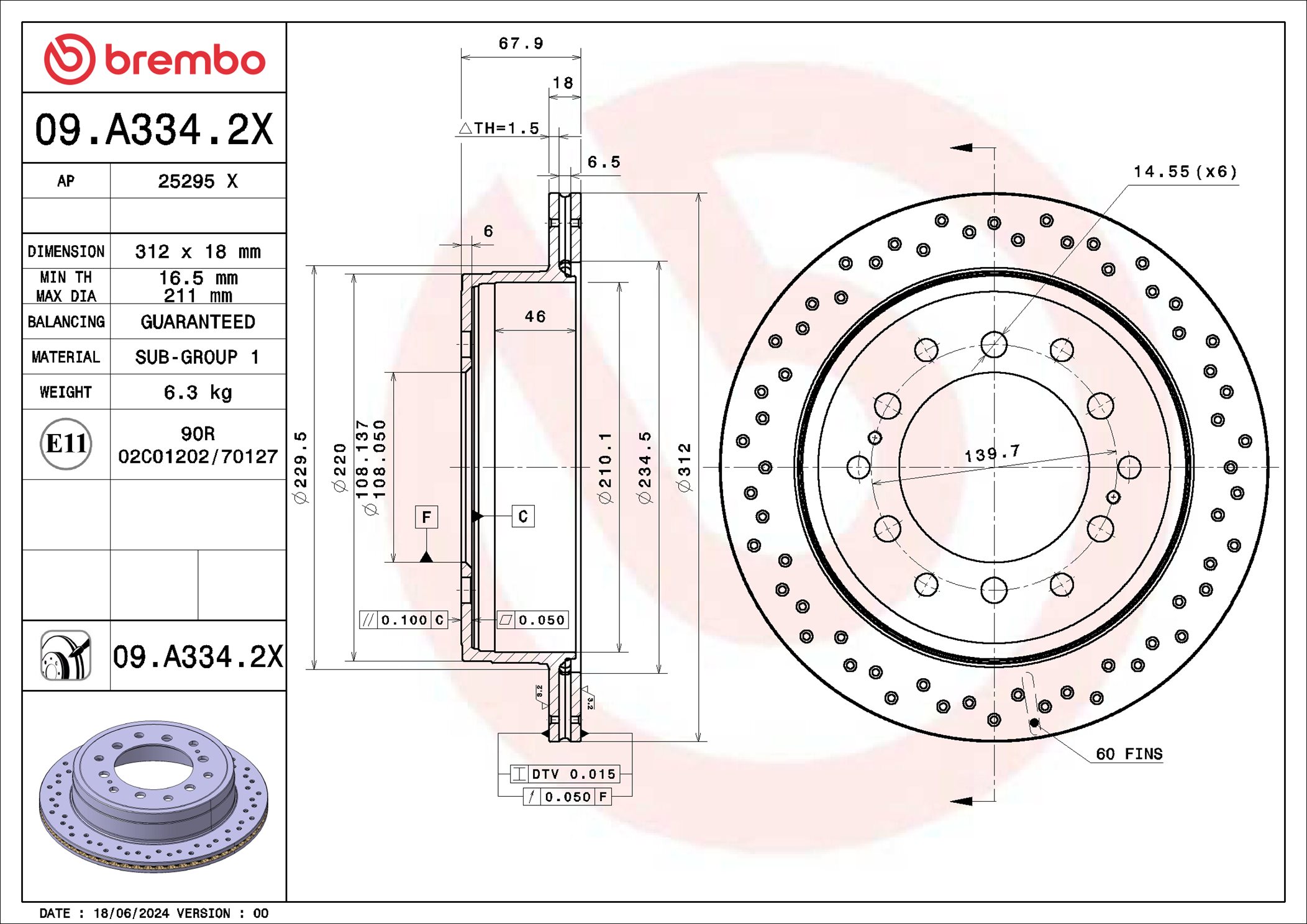 Brake Disc - 09.A334.2X BREMBO
