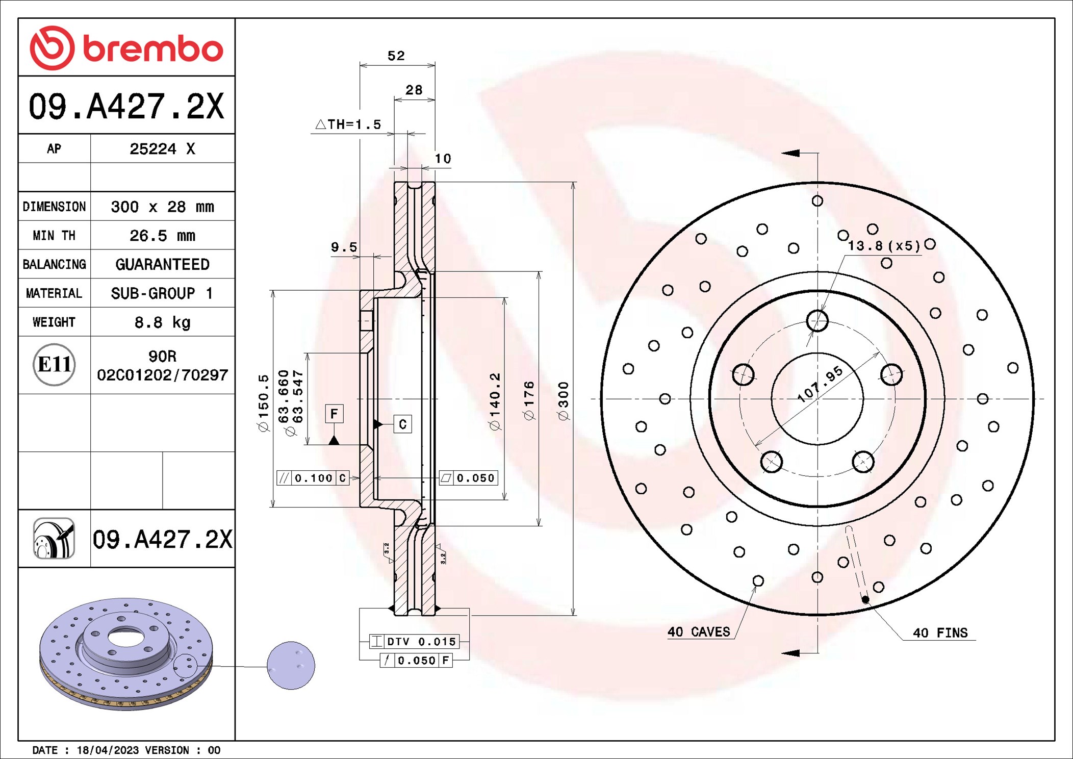 Discofreno - 09.A427.2X BREMBO
