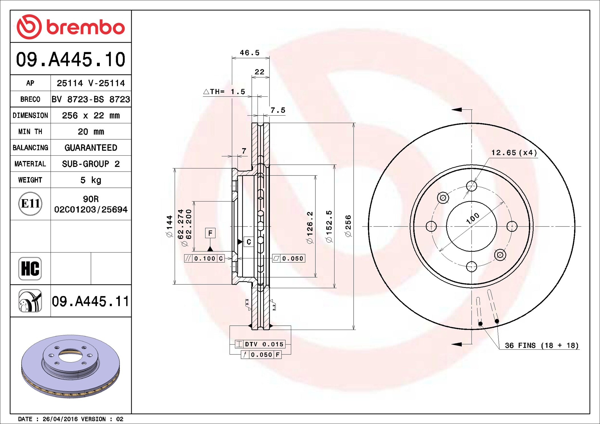 Discofreno - 09.A445.11 BREMBO