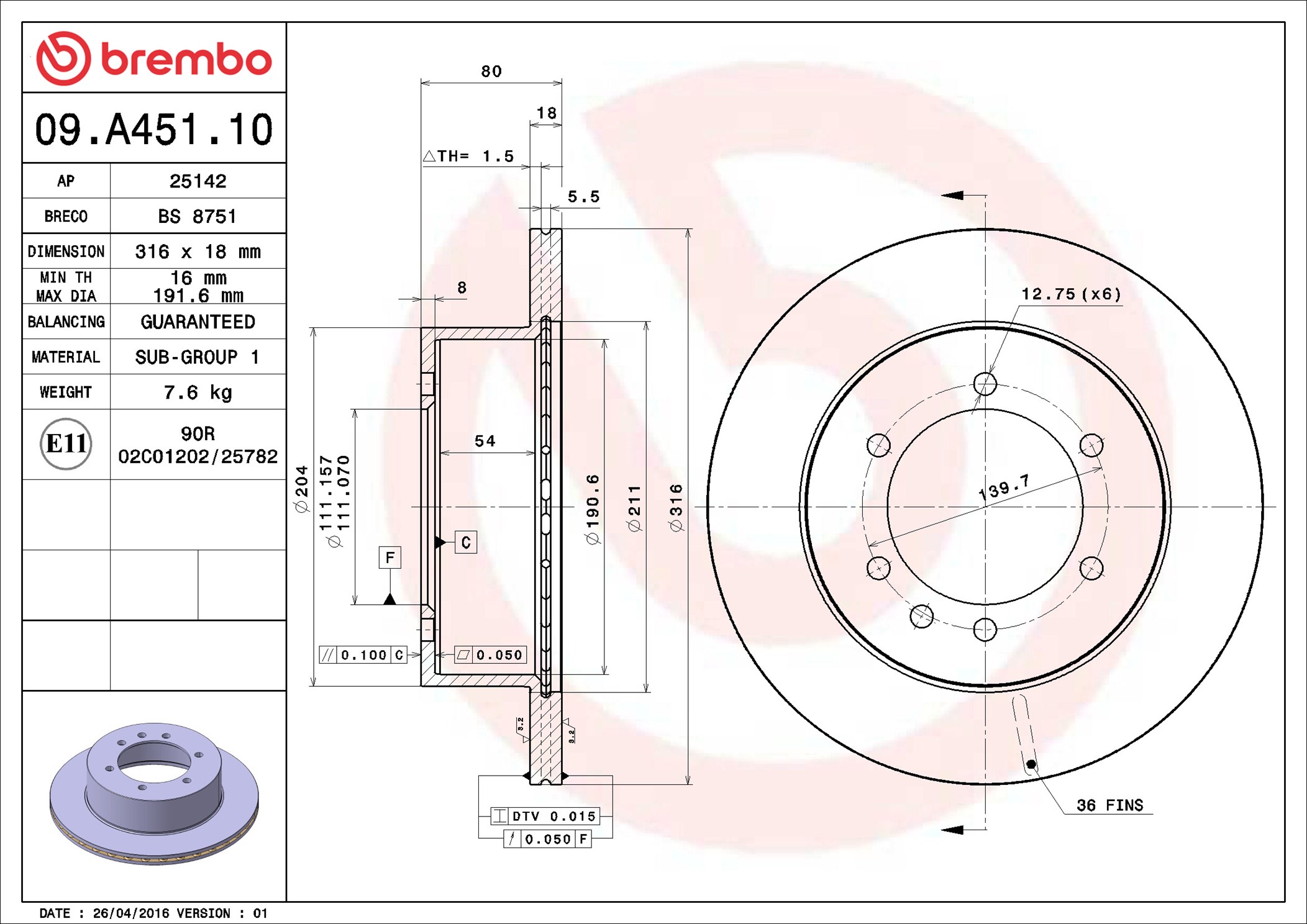Discofreno - 09.A451.10 BREMBO